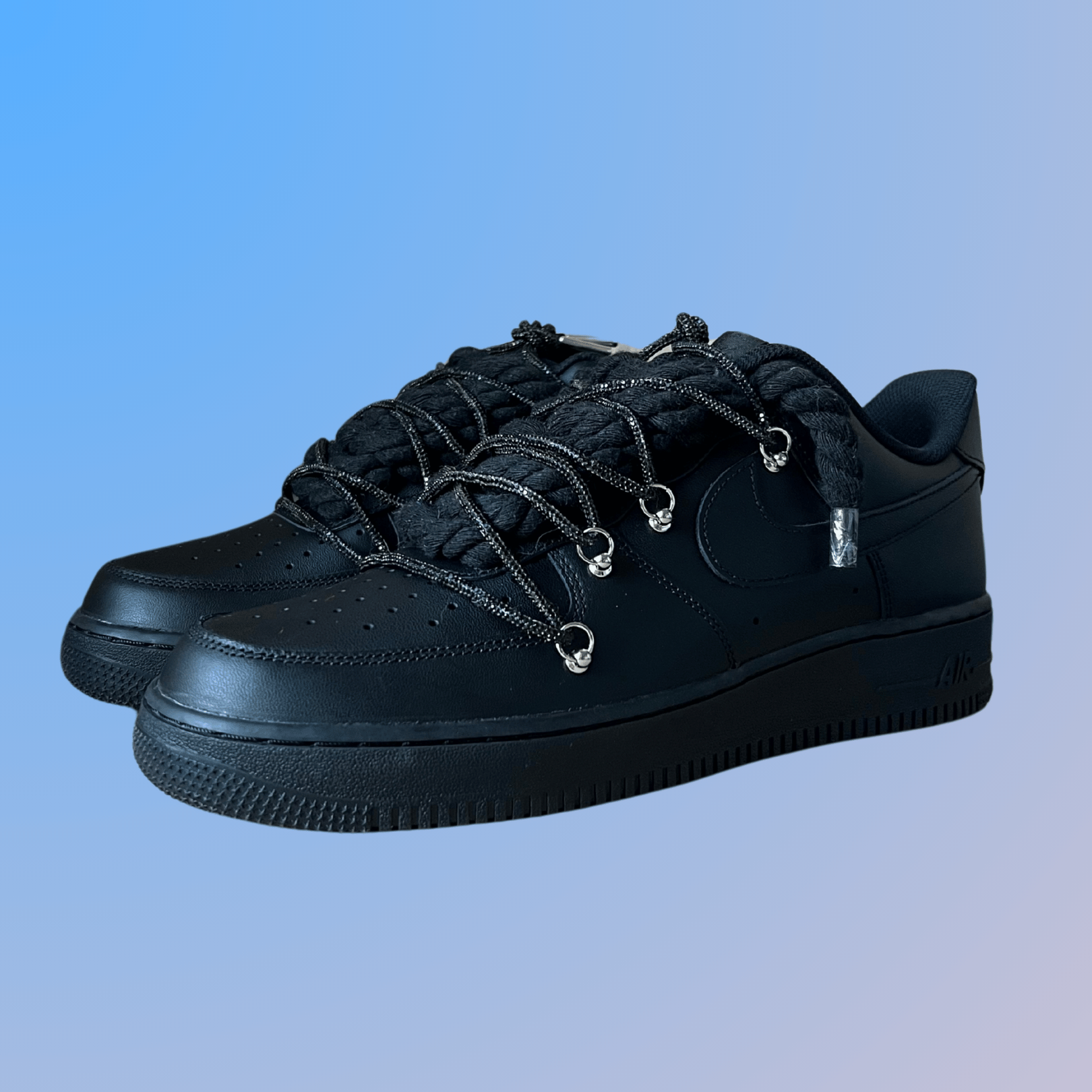 Nike Air Force 1 Black "Diamond" Rope Lace (Black)