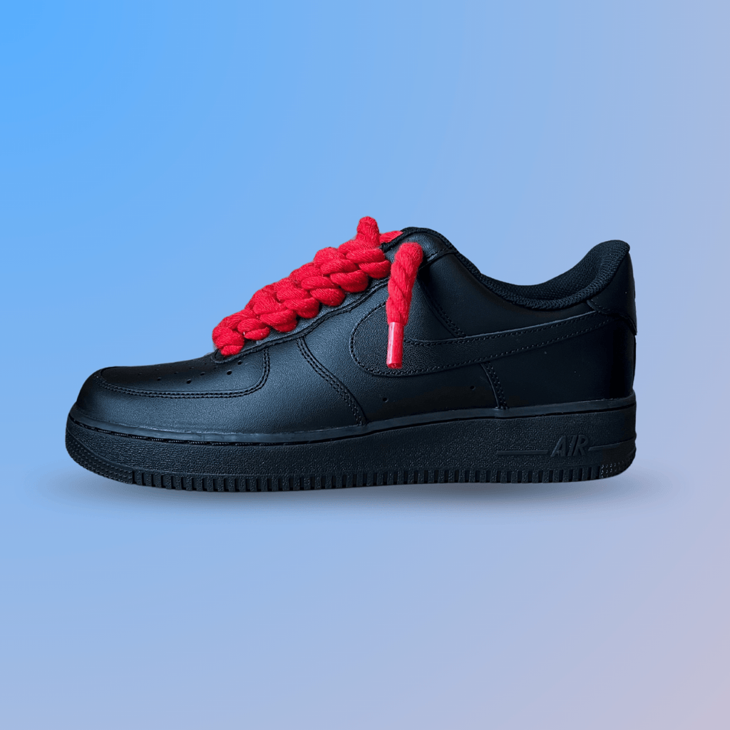 Nike Air Force 1 '07 Black Chunky Rope Lace Red