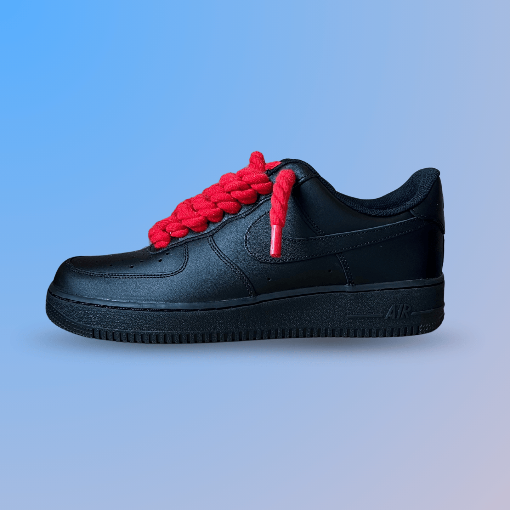 Nike Air Force 1 '07 Black Chunky Rope Lace (Red) (new)