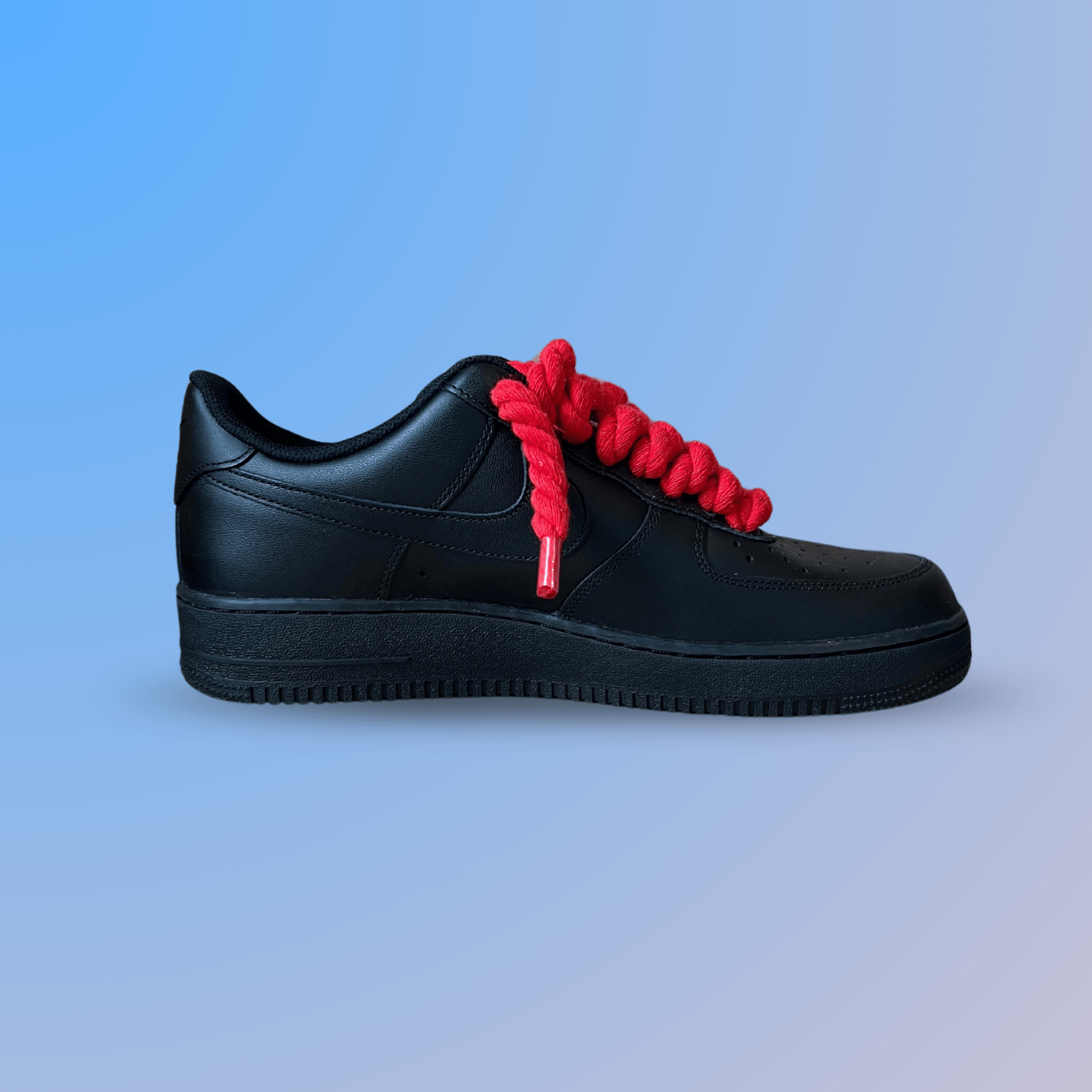 Nike Air Force 1 '07 Black Chunky Rope Lace (Red) (new)