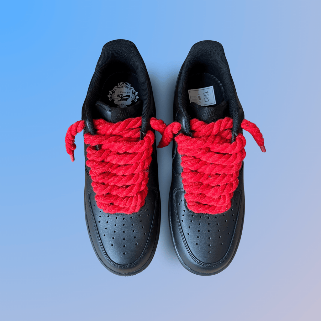 Nike Air Force 1 '07 Black Chunky Rope Lace Red