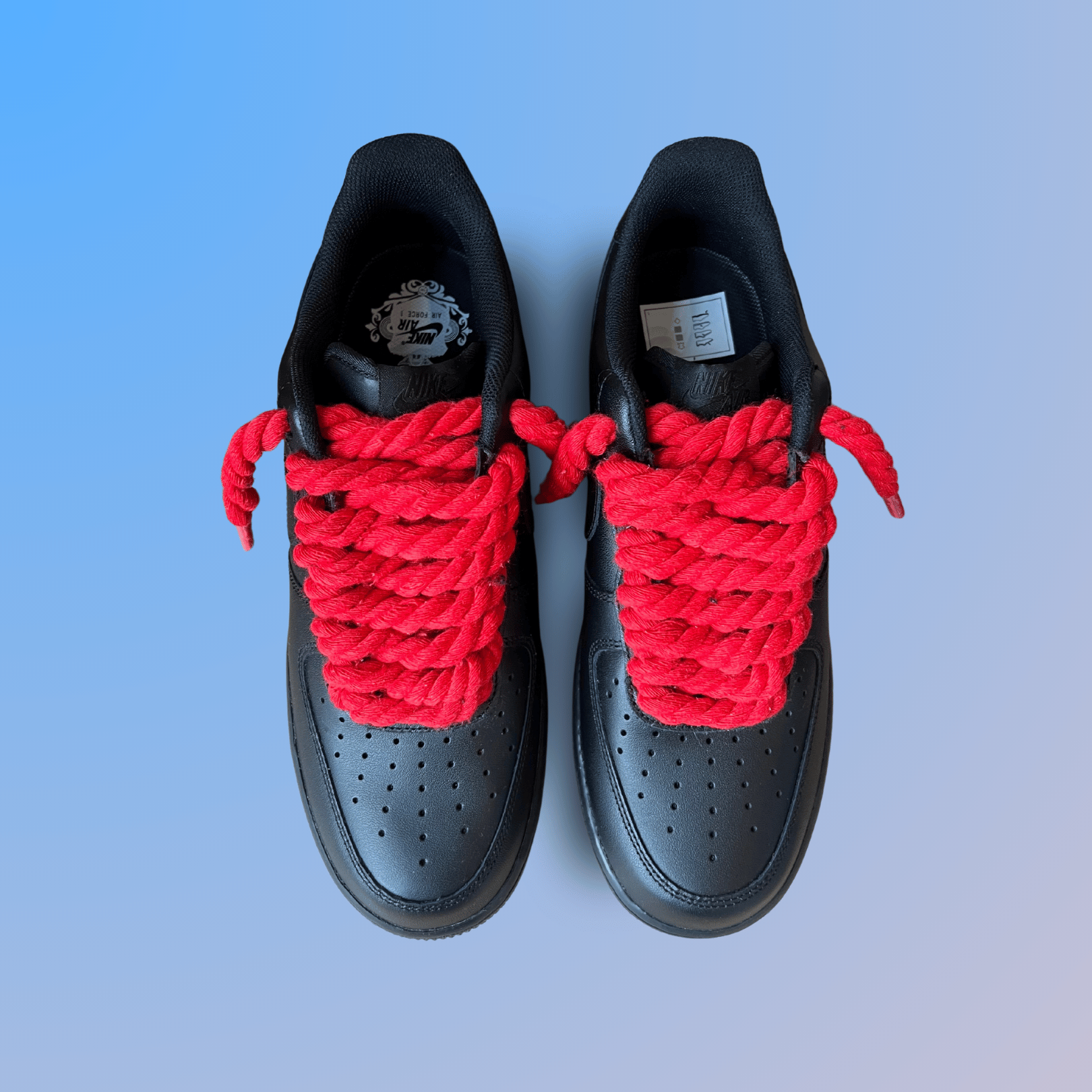 Nike Air Force 1 '07 Black Chunky Rope Lace (Red) (new)