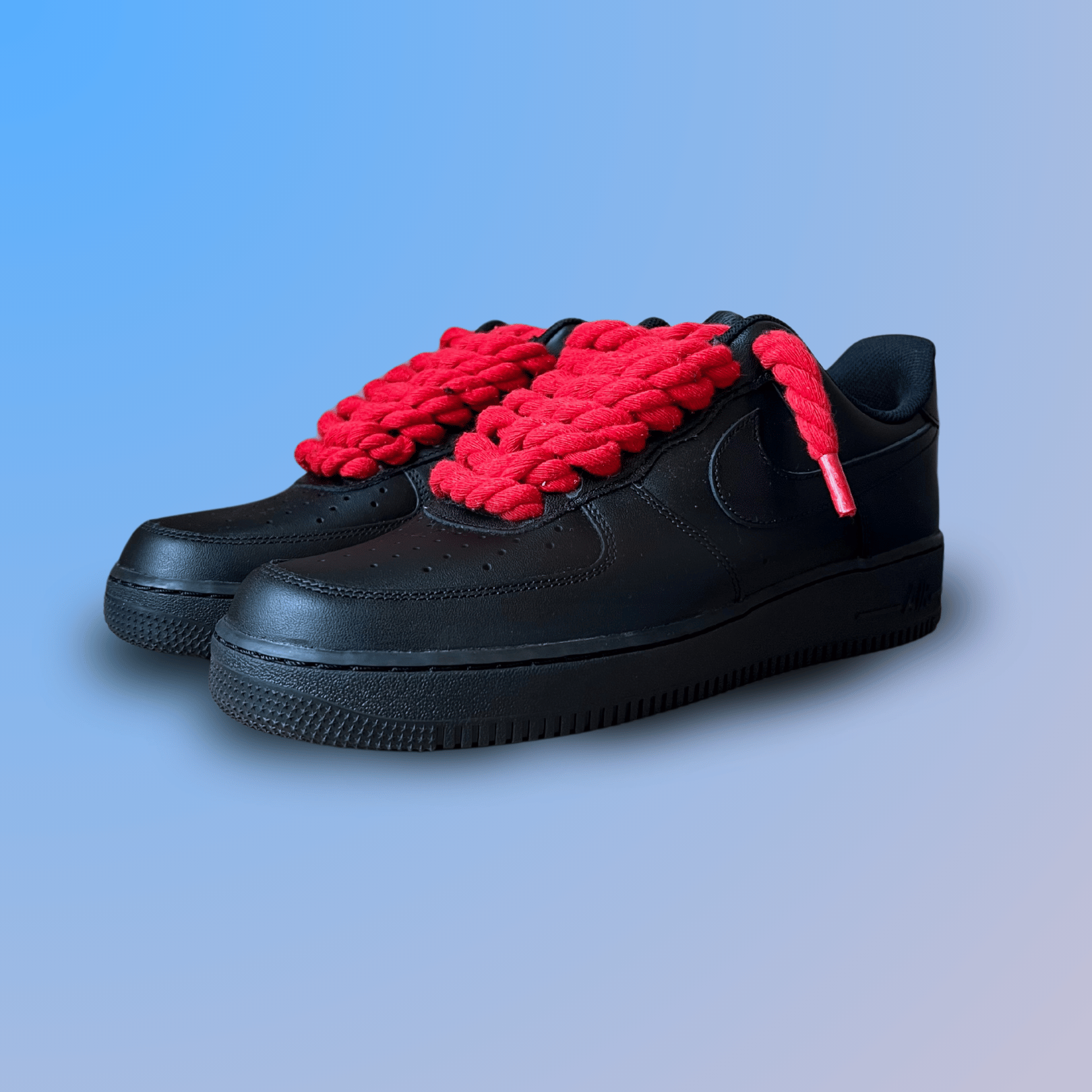 Nike Air Force 1 '07 Black Chunky Rope Lace (Red) (new)