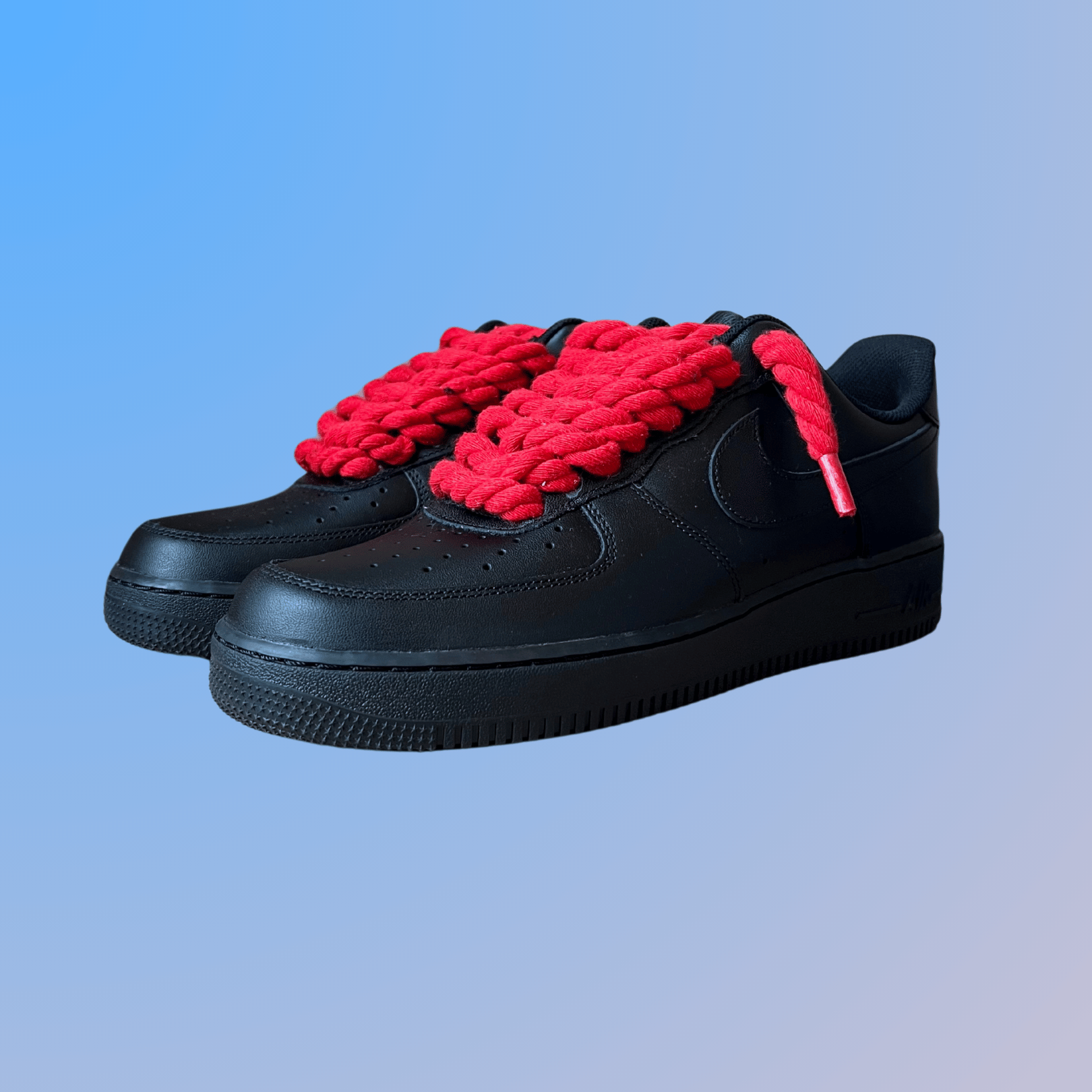 Nike Air Force 1 '07 Black Chunky Rope Lace (Red) (new)