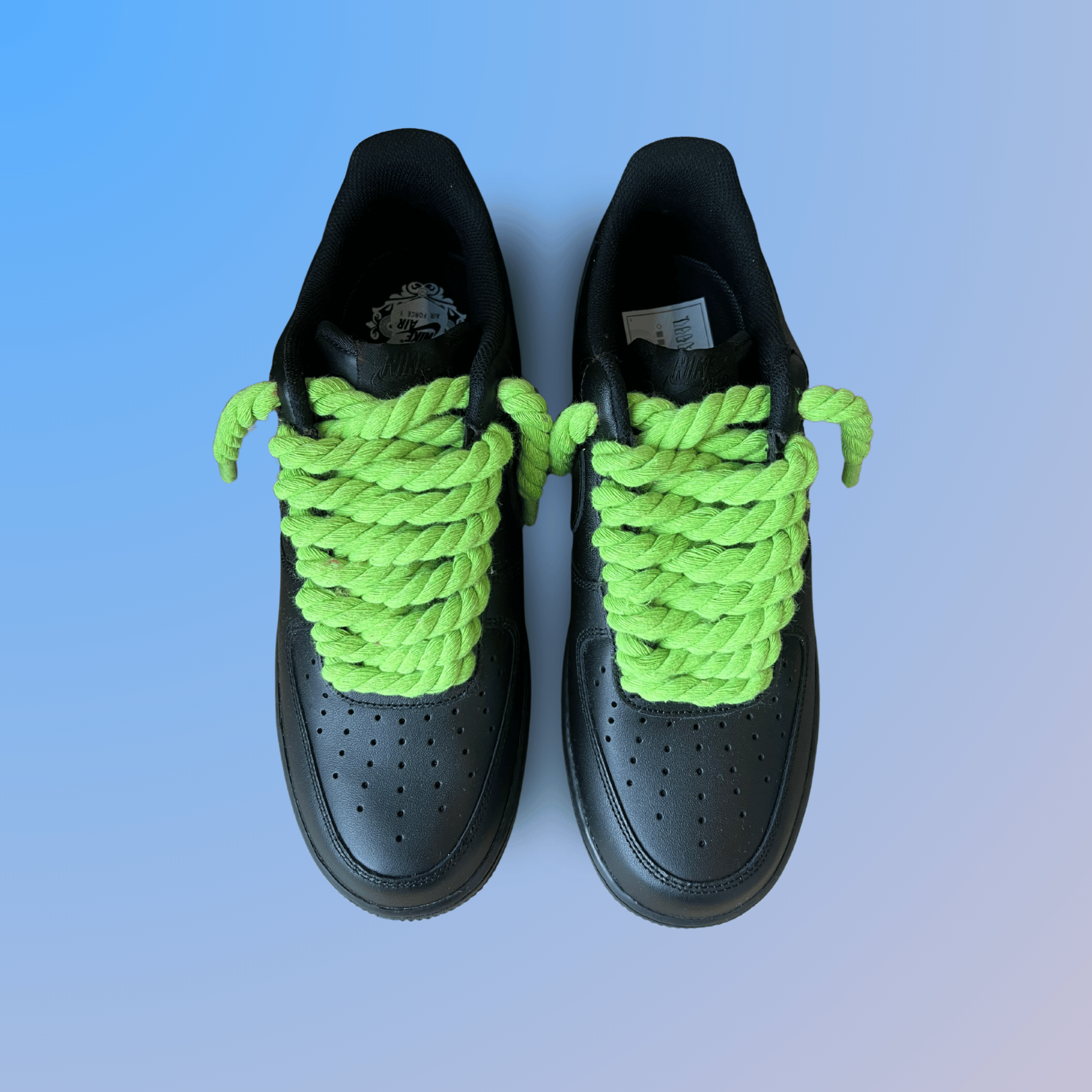 Nike Air Force 1 '07 Black Chunky Rope Lace (Neon) (new)