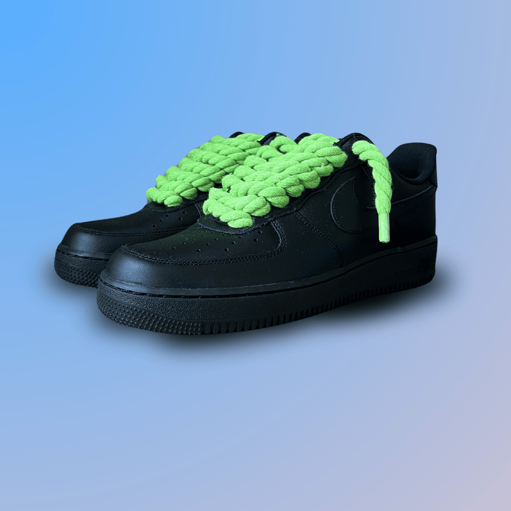 Nike Air Force 1 '07 Black Chunky Rope Lace Neon