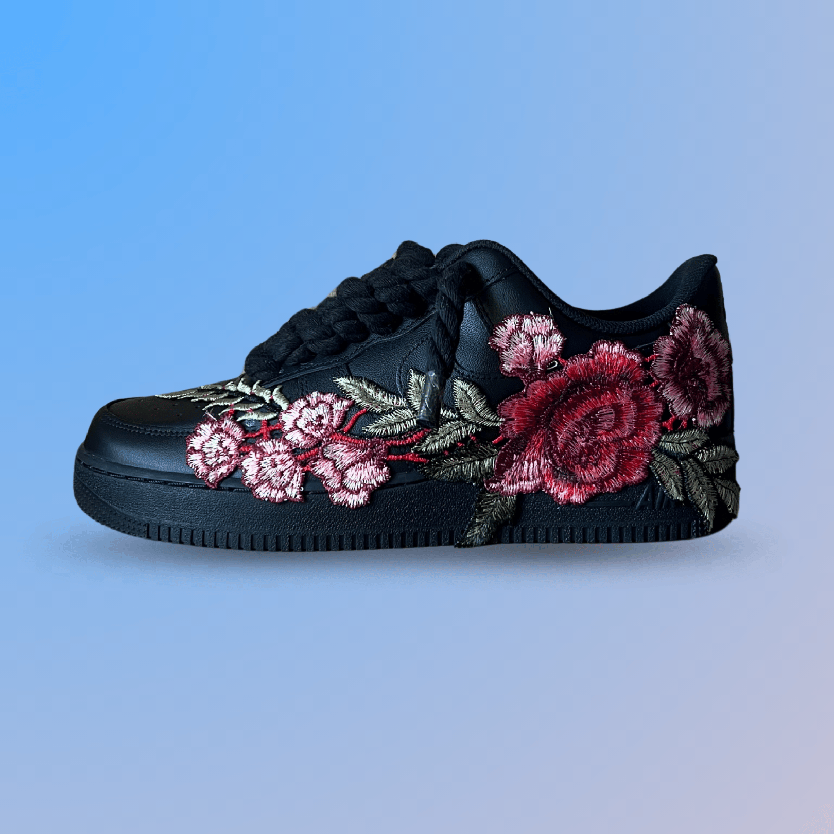 Nike Air Force 1 '07 Black Chunky Rope Lace Rose