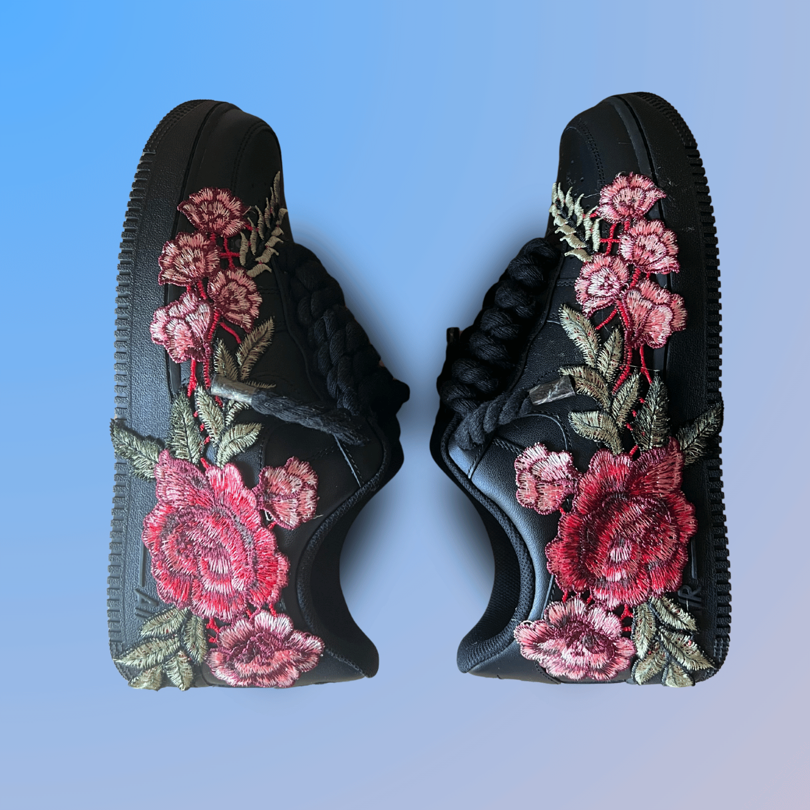 Nike Air Force 1 '07 Black Chunky Rope Lace Rose
