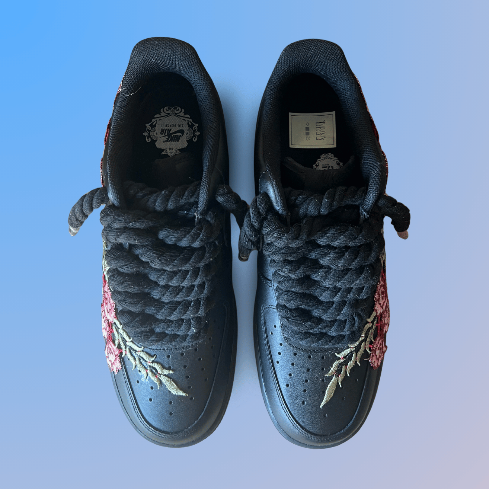 Nike Air Force 1 '07 Black Chunky Rope Lace Rose