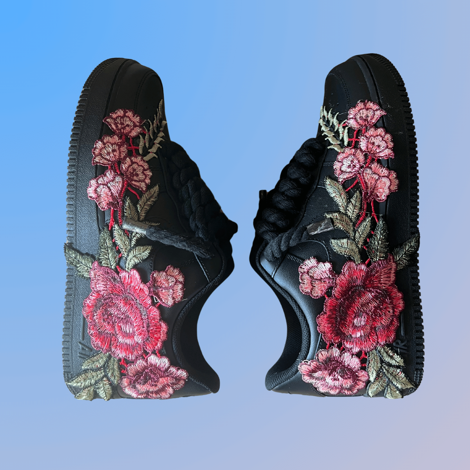 Nike Air Force 1 '07 Black Chunky Rope Lace Rose