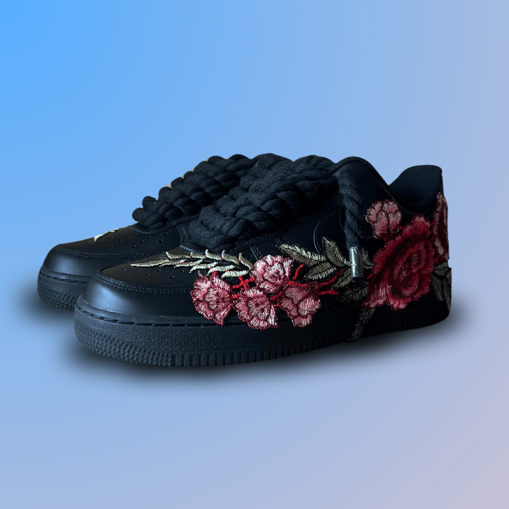 Nike Air Force 1 '07 Black Chunky Rope Lace Rose