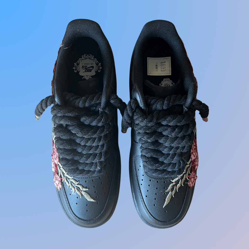 Nike Air Force 1 '07 Black Chunky Rope Lace Rose