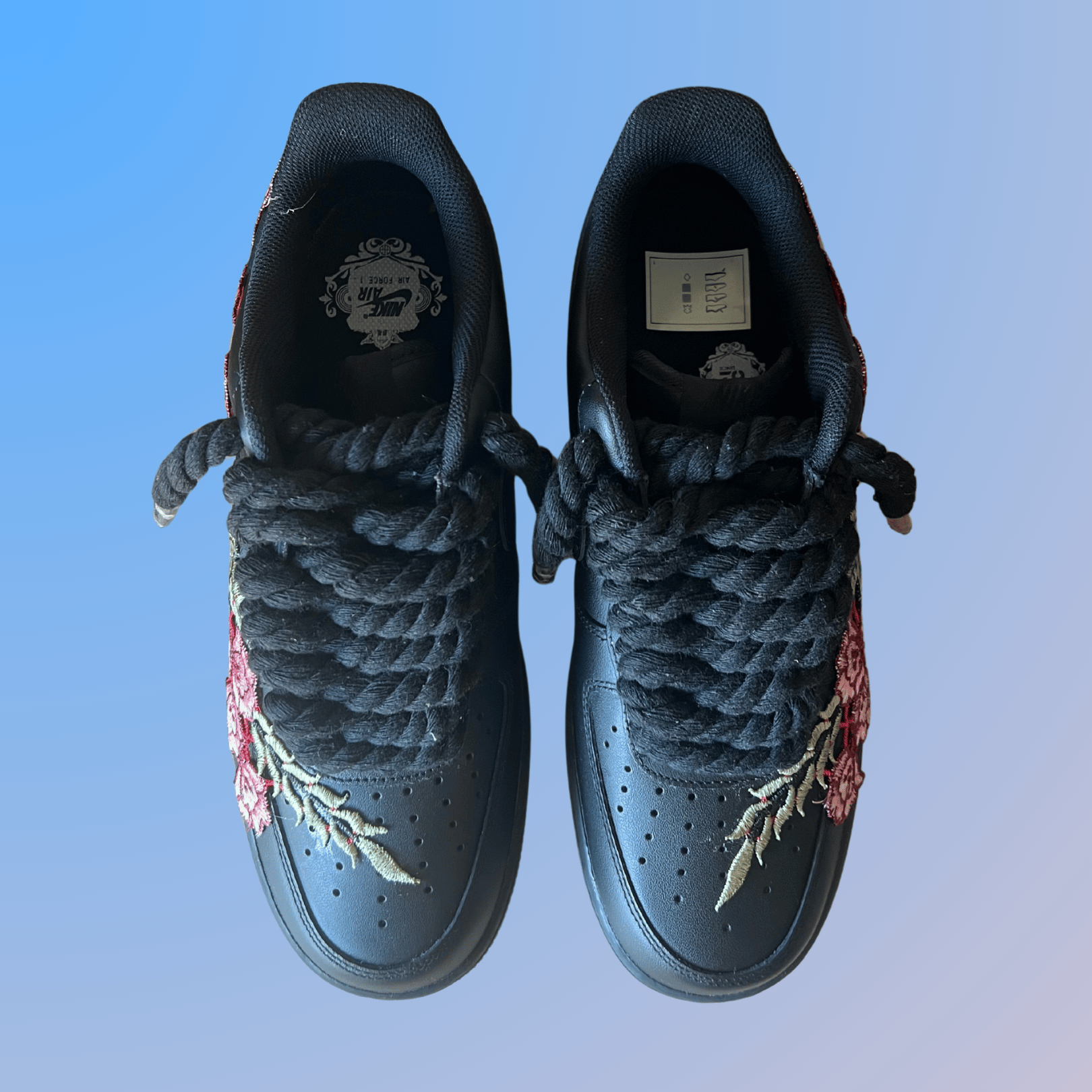 Nike Air Force 1 '07 Black Chunky Rope Lace Rose
