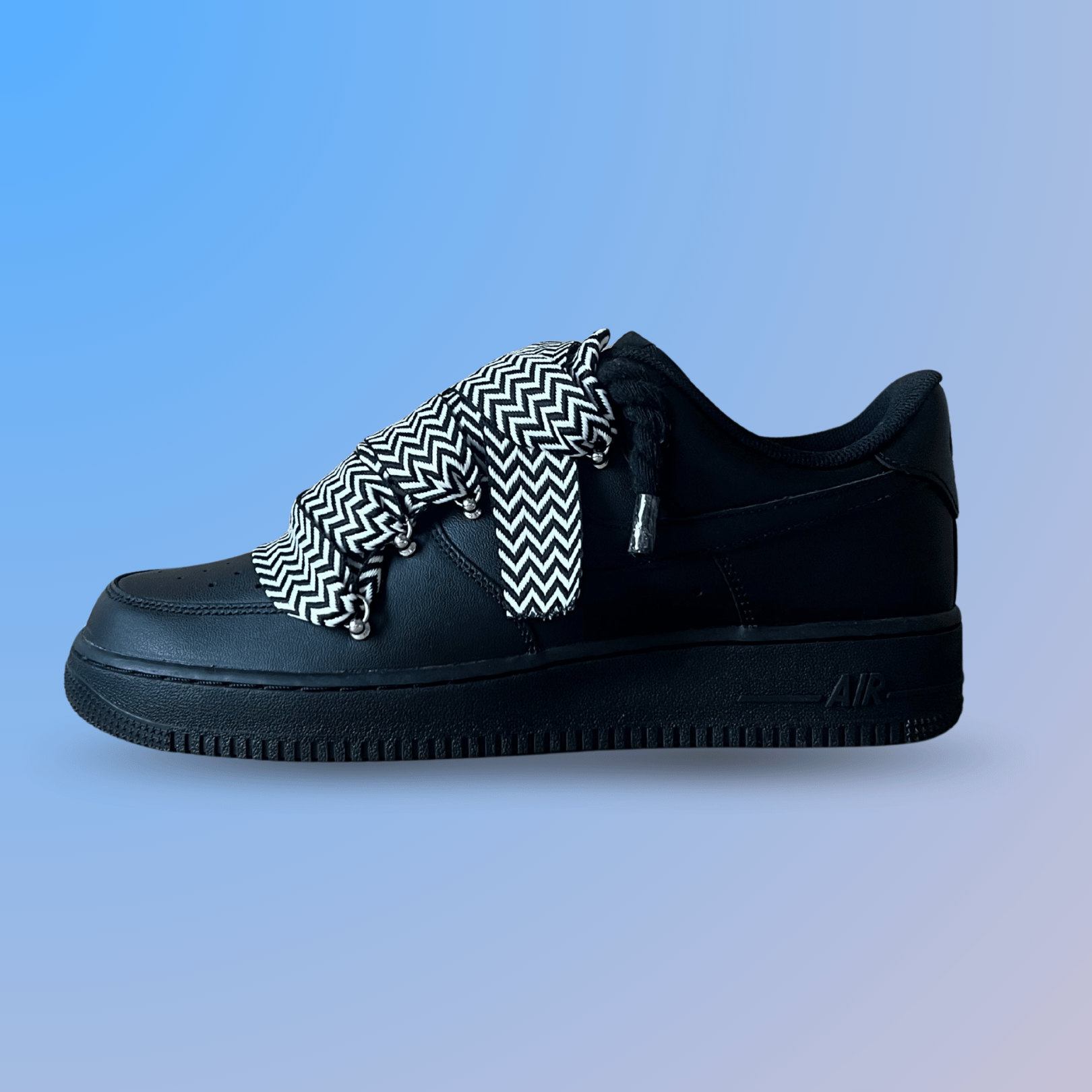 Nike Air Force 1 Black Lanvin Rope Lace Black White