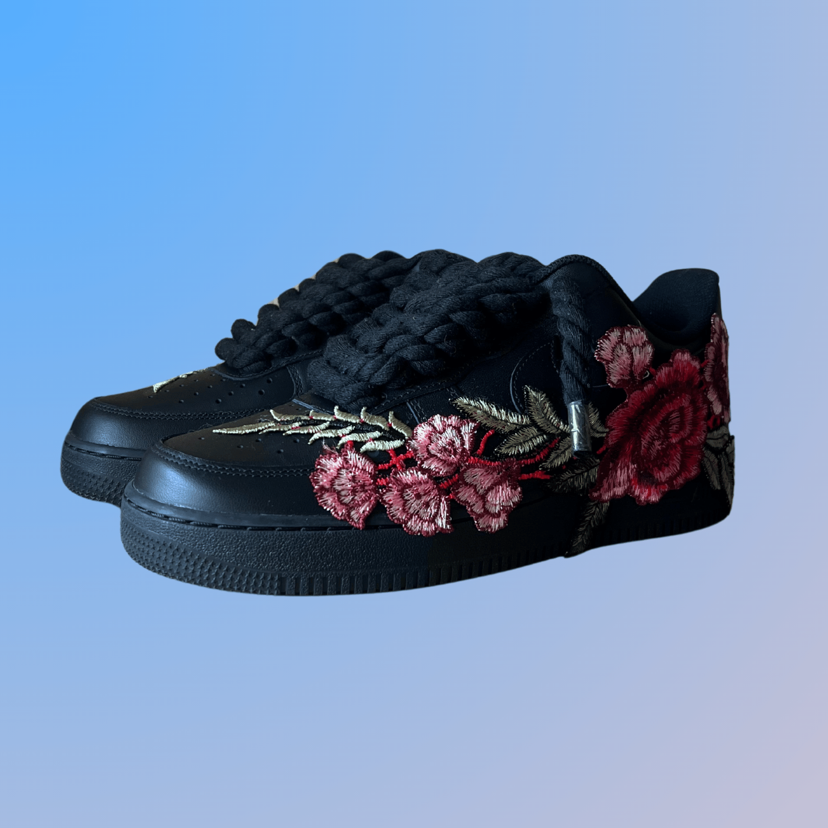 Nike Air Force 1 '07 Black Chunky Rope Lace Rose
