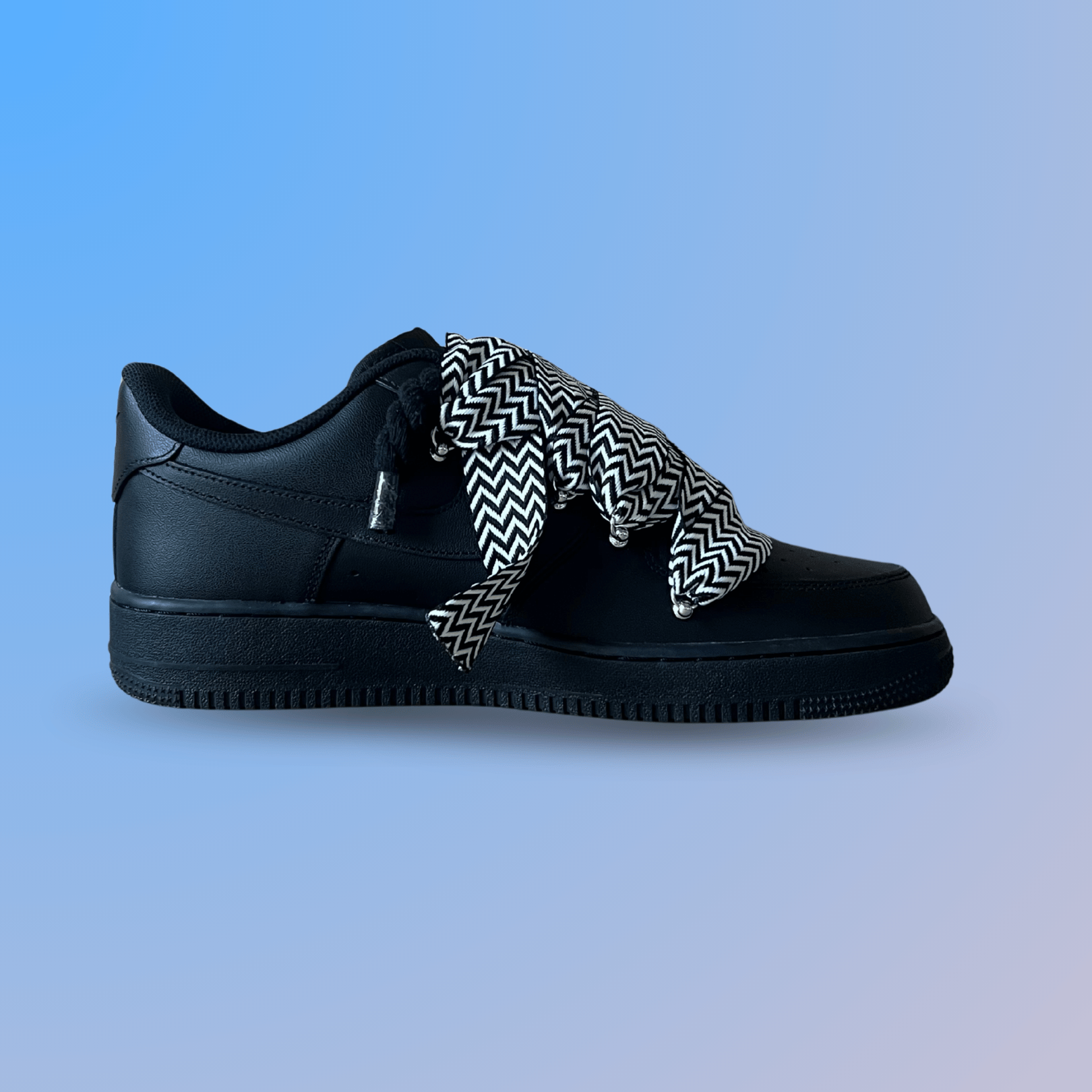 Nike Air Force 1 Black Lanvin Rope Lace Black White