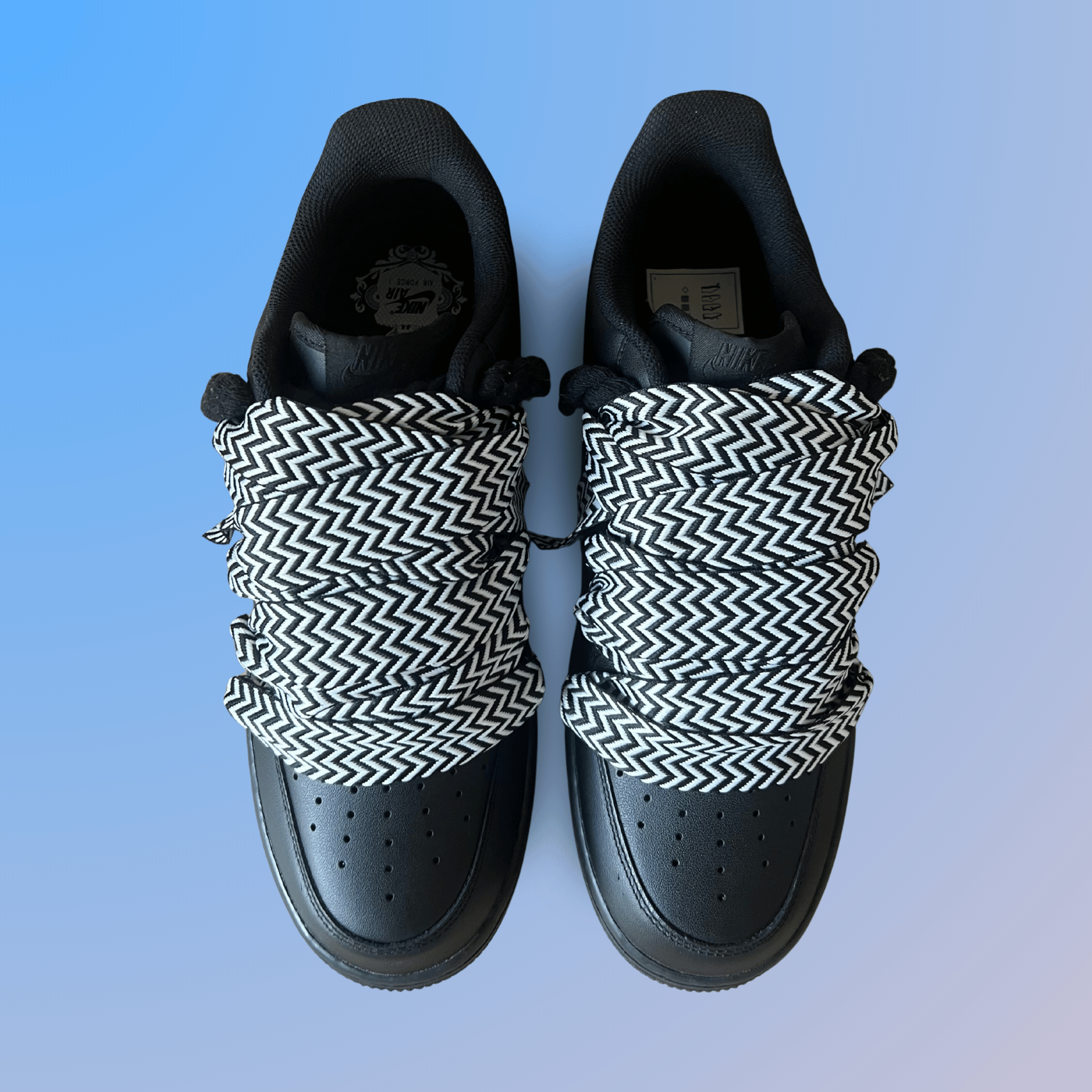 Nike Air Force 1 Black Lanvin Rope Lace Black White