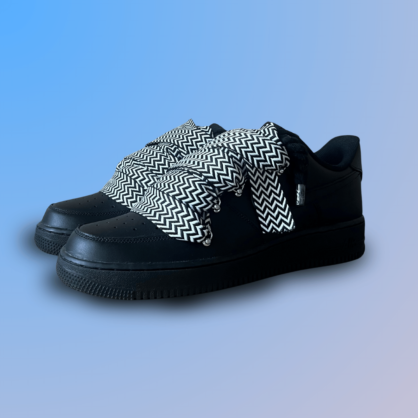 Nike Air Force 1 Black Lanvin Rope Lace Black White