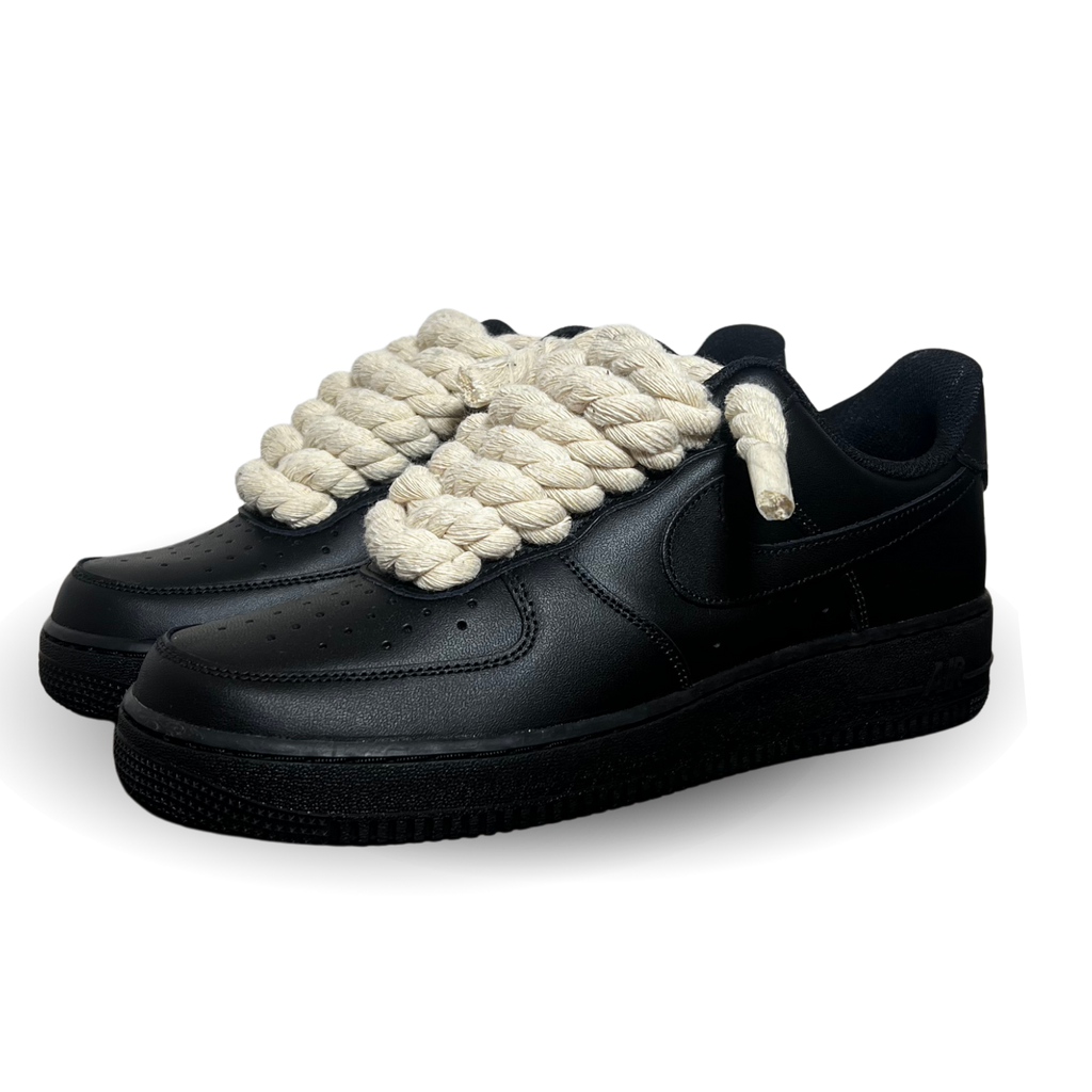 Nike Air Force 1 '07 Black Chunky Rope Lace Beige