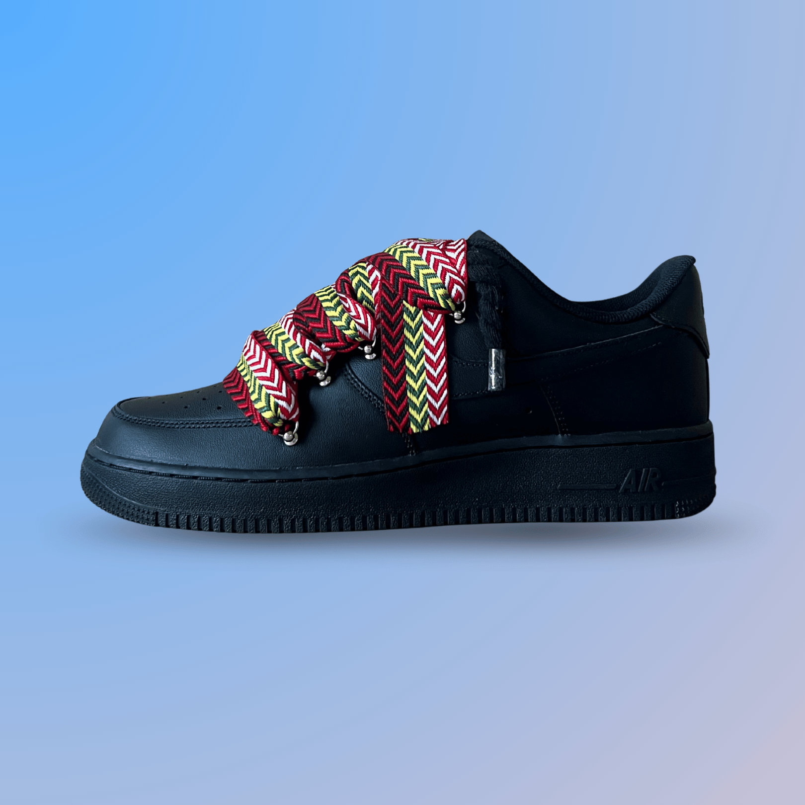 Nike Air Force 1 Black Lanvin Rope Lace Red Yellow