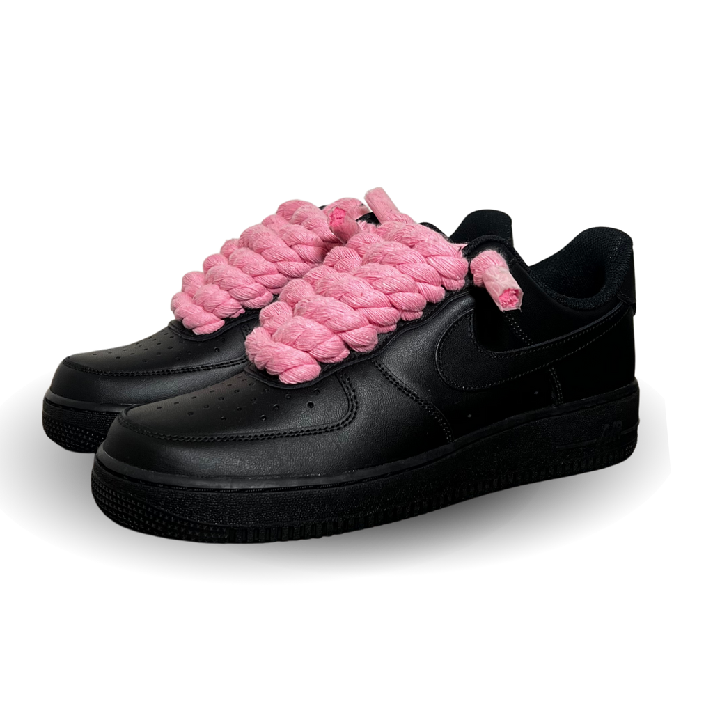 Nike Air Force 1 '07 Black Chunky Rope Lace Pink
