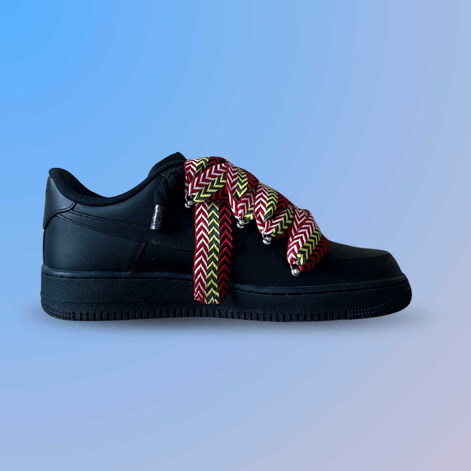 Nike Air Force 1 Black Lanvin Rope Lace Red Yellow