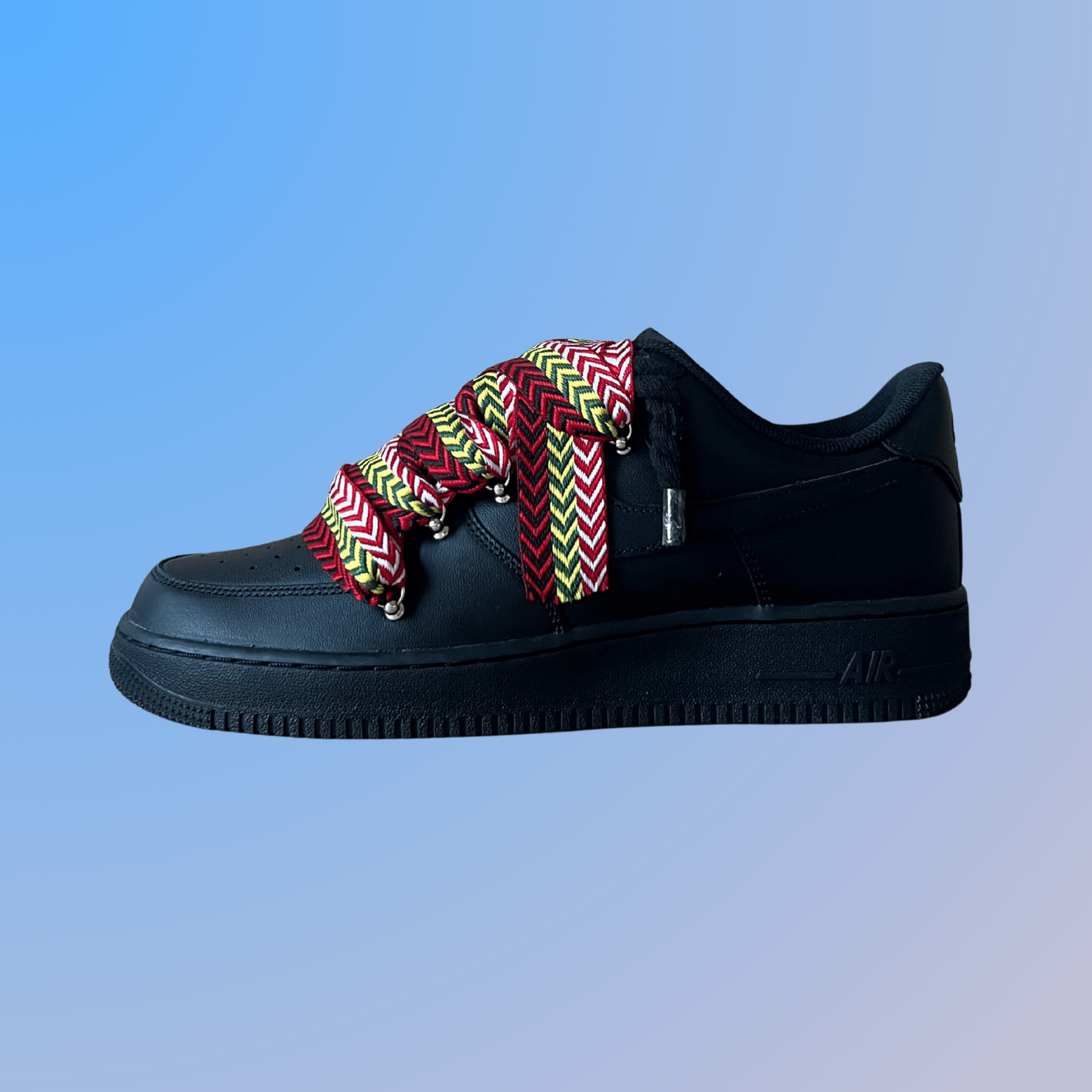 Nike Air Force 1 Black Lanvin Rope Lace (Red Yellow)