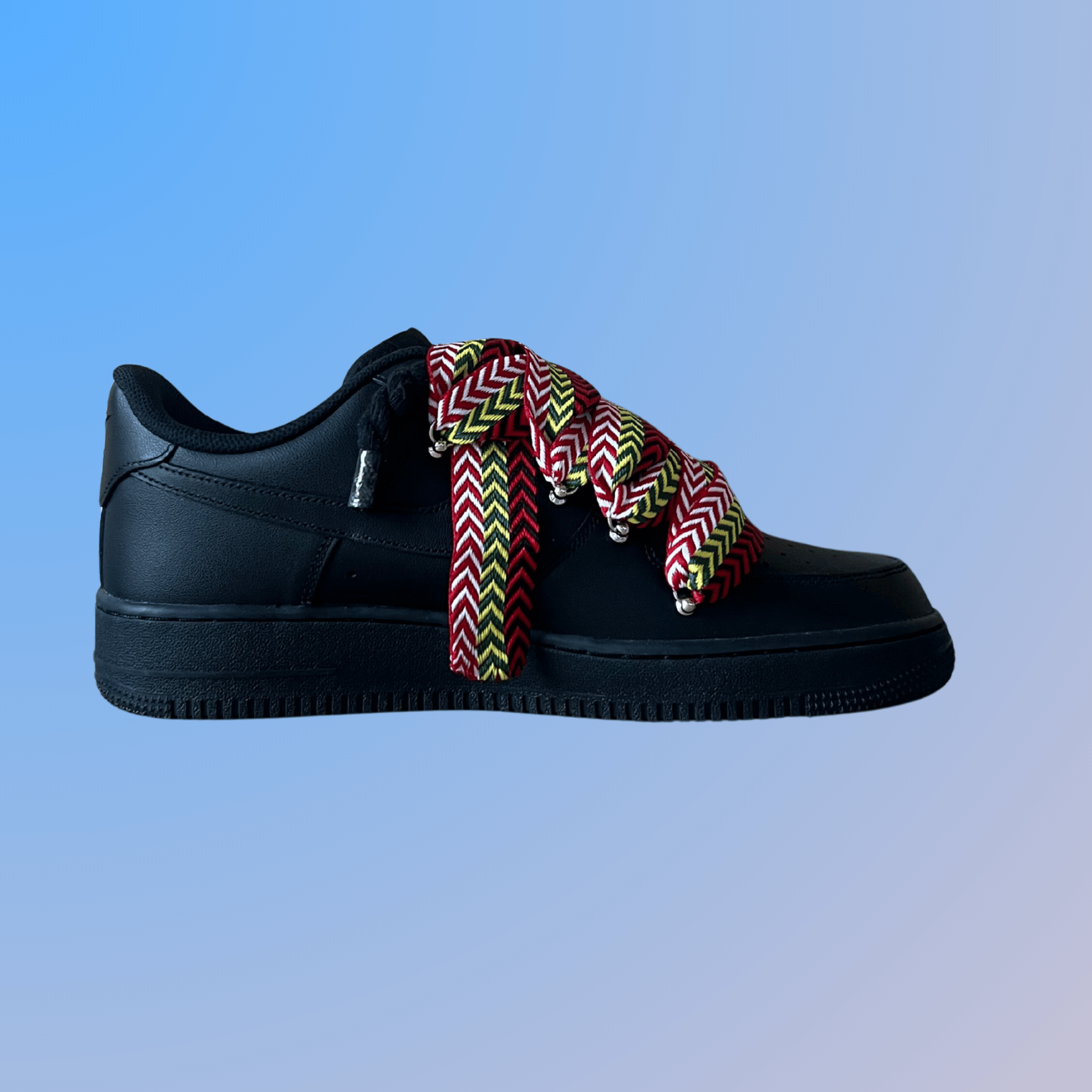 Nike Air Force 1 Black Lanvin Rope Lace (Red Yellow)