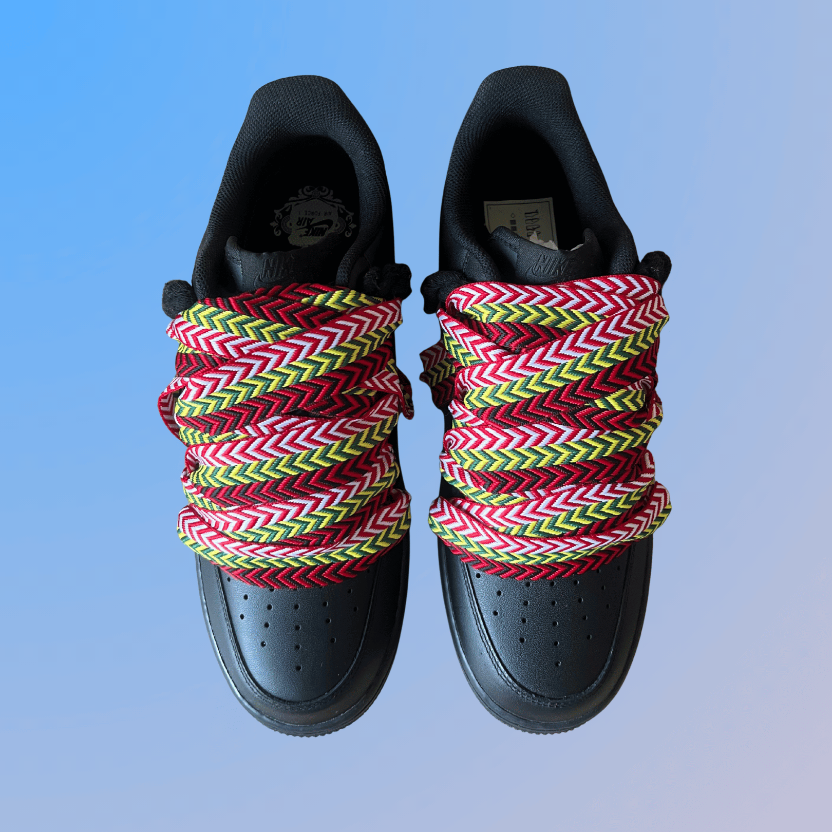 Nike Air Force 1 Black Lanvin Rope Lace (Red Yellow)