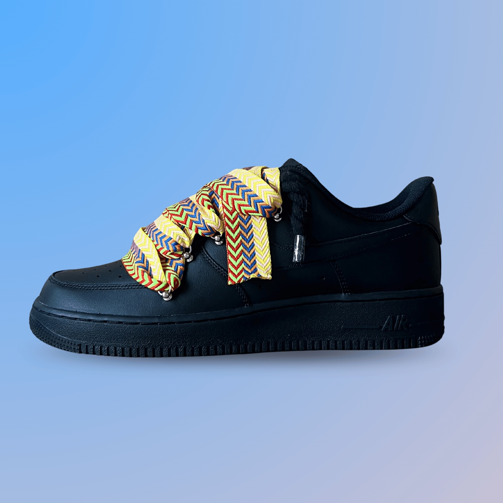 Nike Air Force 1 Black Lanvin Rope Lace Yellow Blue