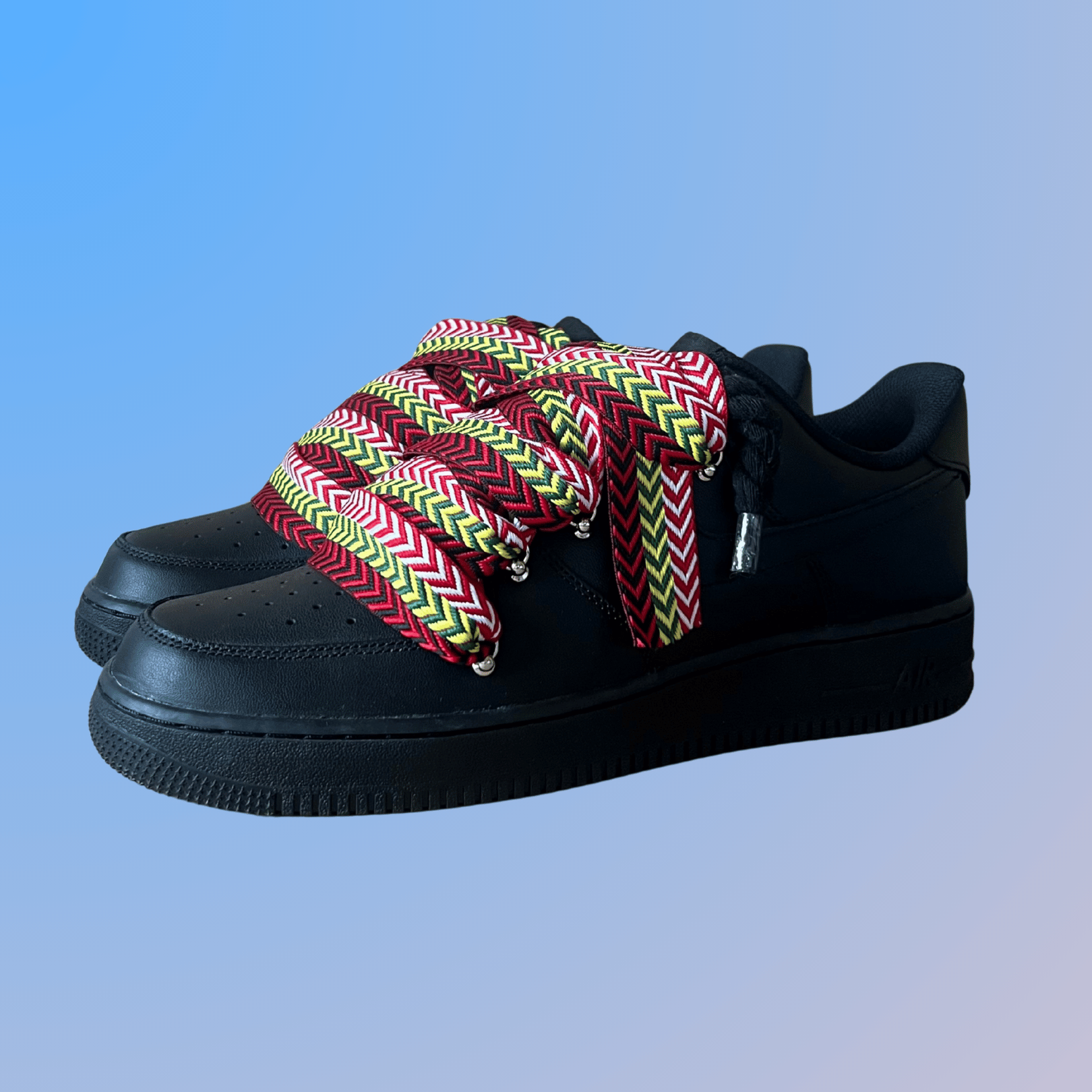 Nike Air Force 1 Black Lanvin Rope Lace (Red Yellow)