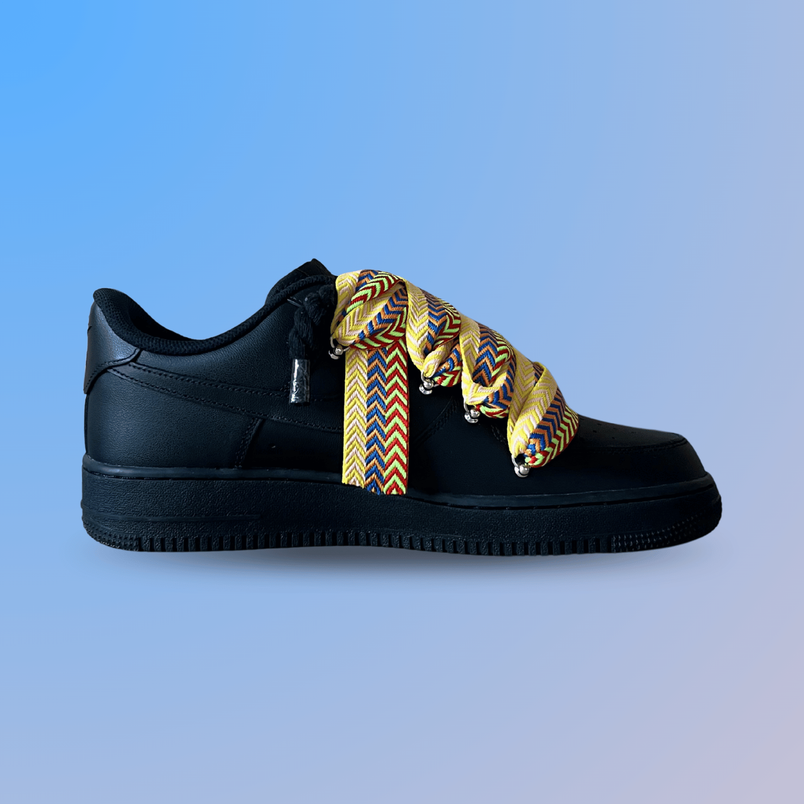 Nike Air Force 1 Black Lanvin Rope Lace Yellow Blue