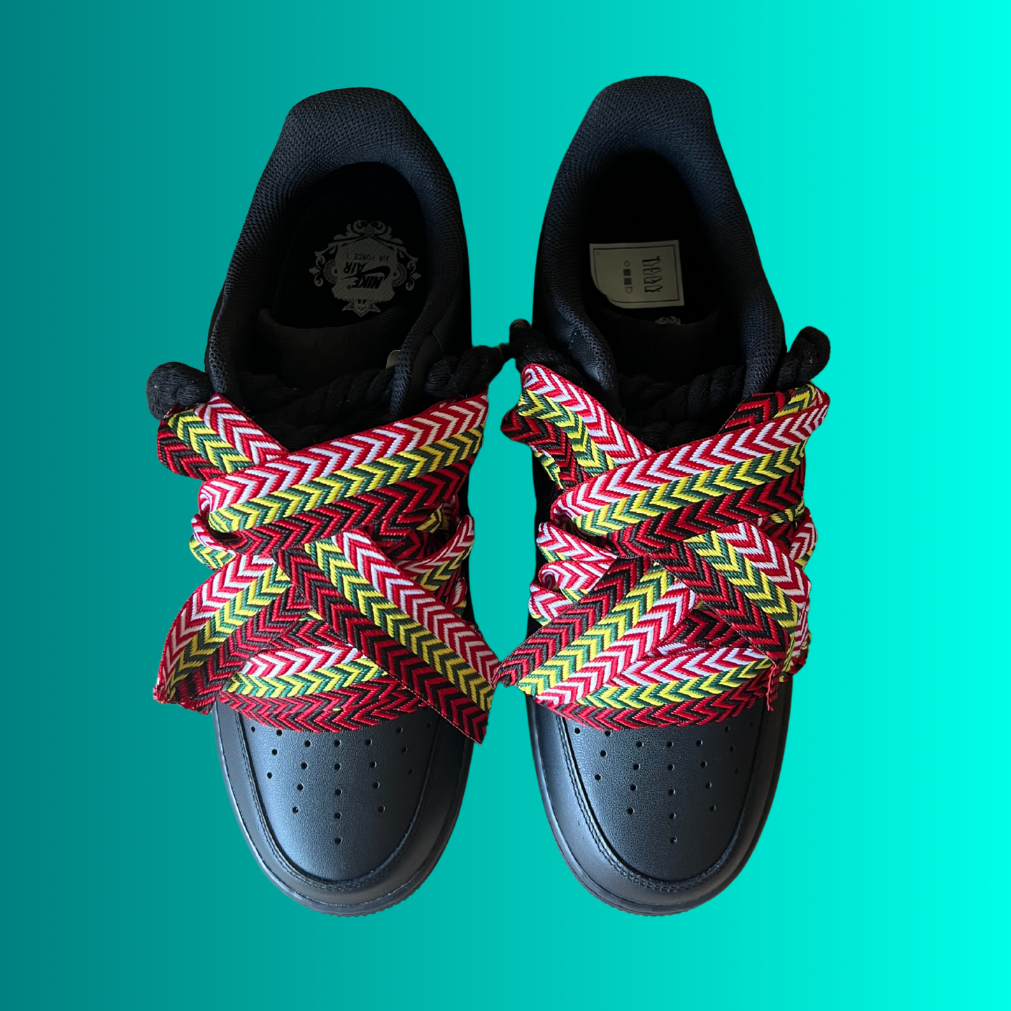 Nike Air Force 1 Black Lanvin Rope Lace (Red Yellow) (új)