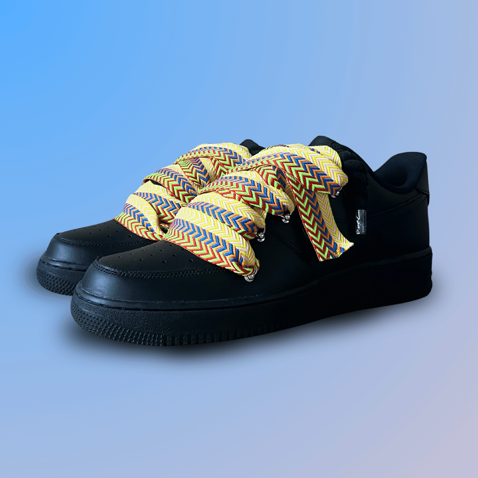 Nike Air Force 1 Black Lanvin Rope Lace Yellow Blue