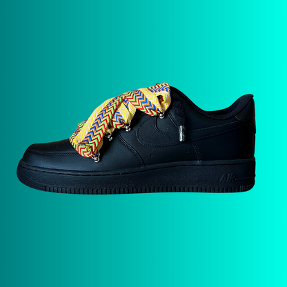 Nike Air Force 1 Black Lanvin Rope Lace (Yellow Blue) (új)