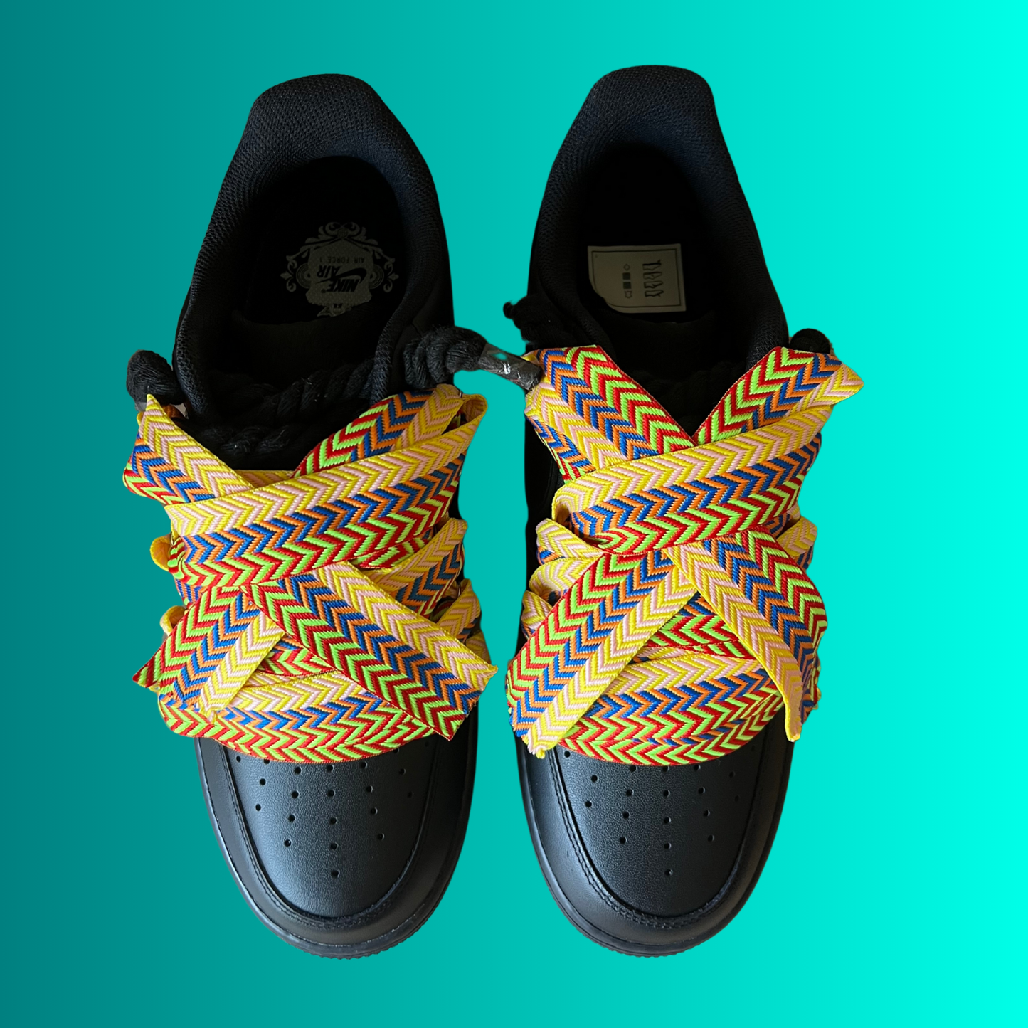 Nike Air Force 1 Black Lanvin Rope Lace (Yellow Blue) (új)