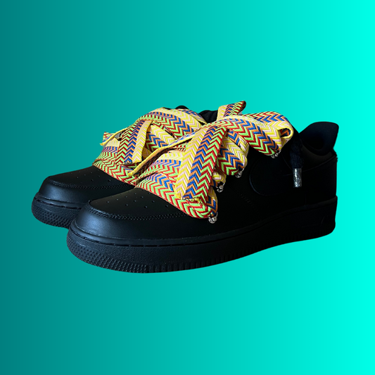 Nike Air Force 1 Black Lanvin Rope Lace (Yellow Blue) (új)