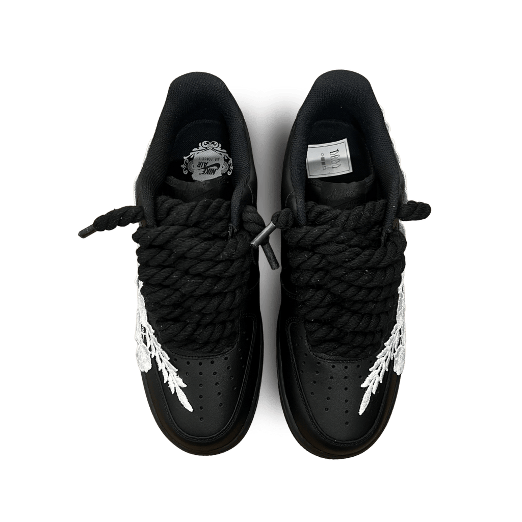 Nike Air Force 1 '07 Black Chunky Rope Lace White Rose