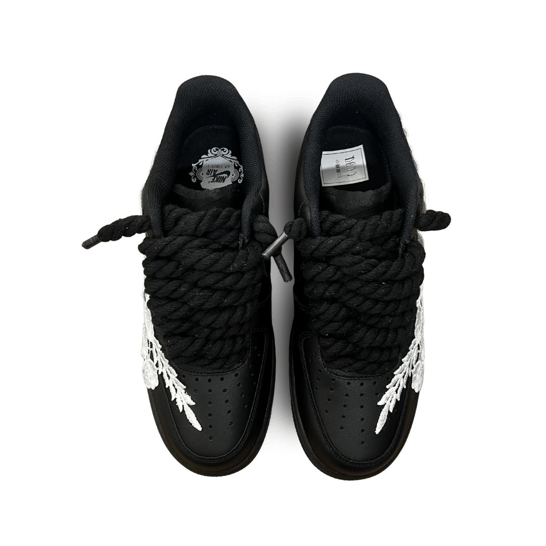 Nike Air Force 1 '07 Black Chunky Rope Lace White Rose