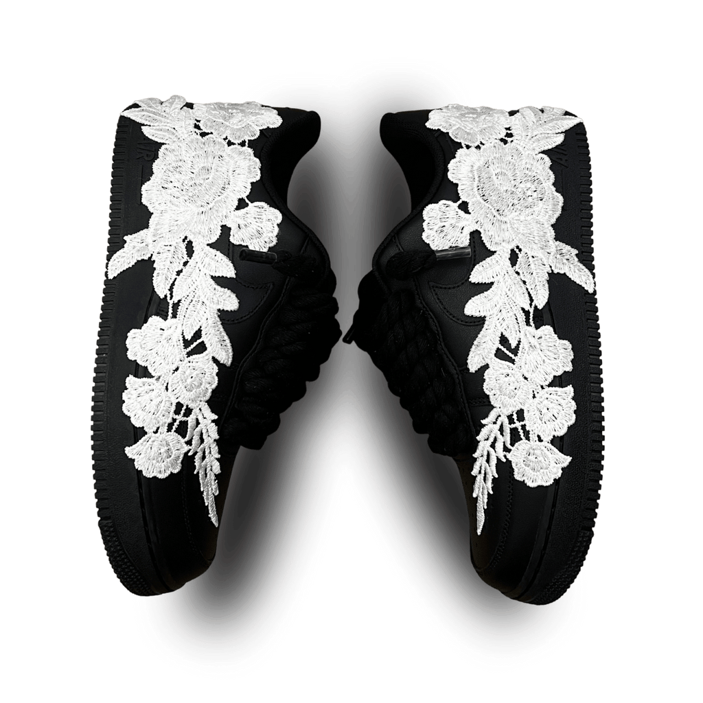 Nike Air Force 1 '07 Black Chunky Rope Lace White Rose