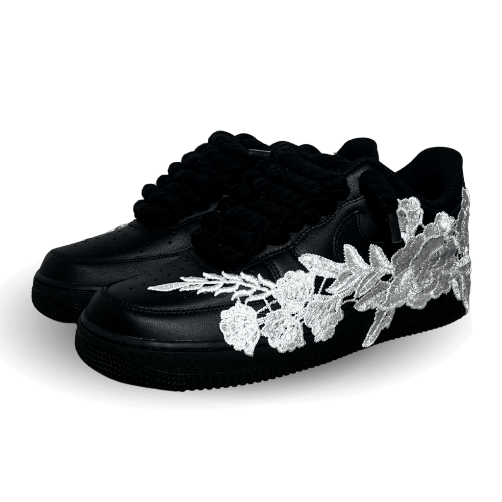 Nike Air Force 1 '07 Black Chunky Rope Lace White Rose