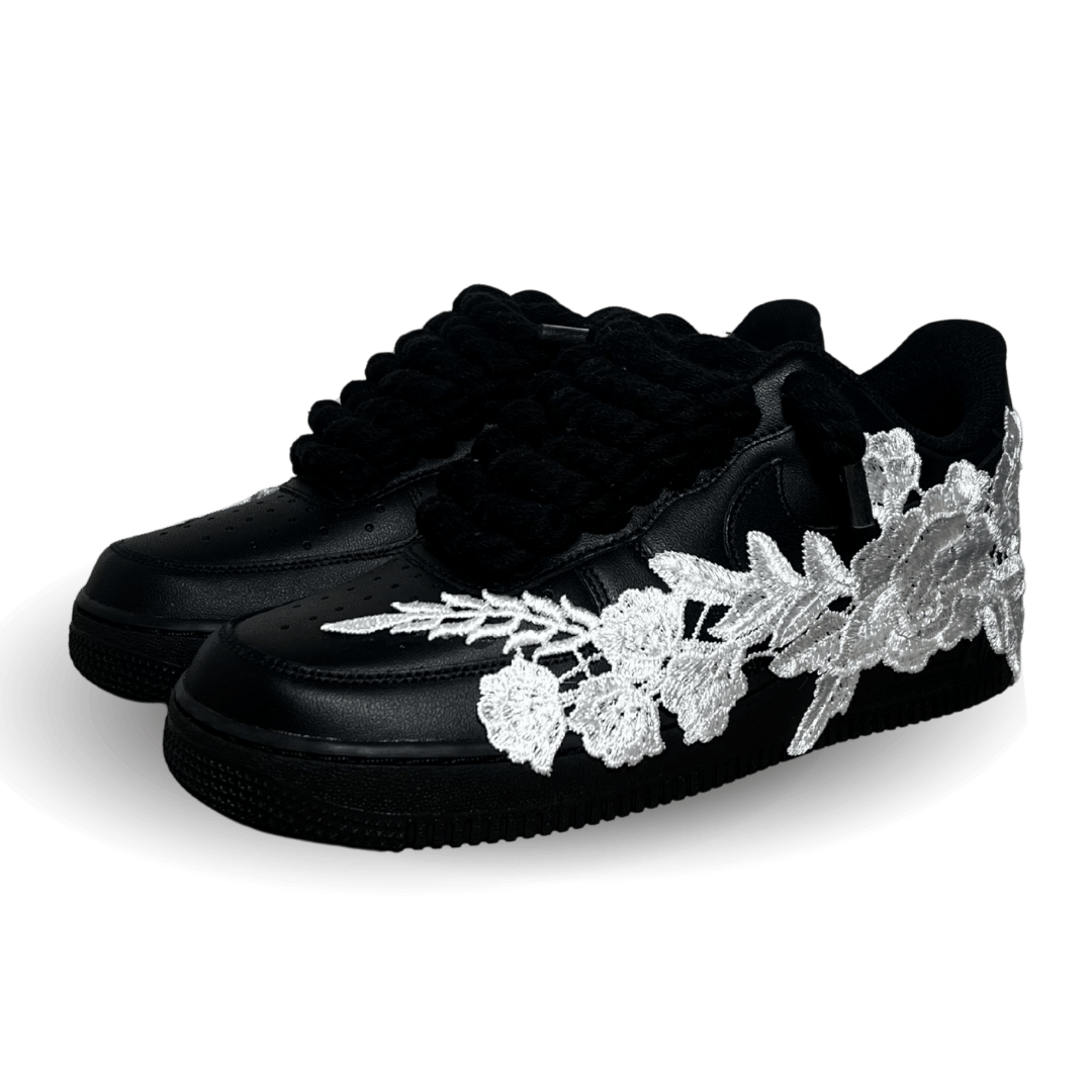 Nike Air Force 1 '07 Black Chunky Rope Lace White Rose