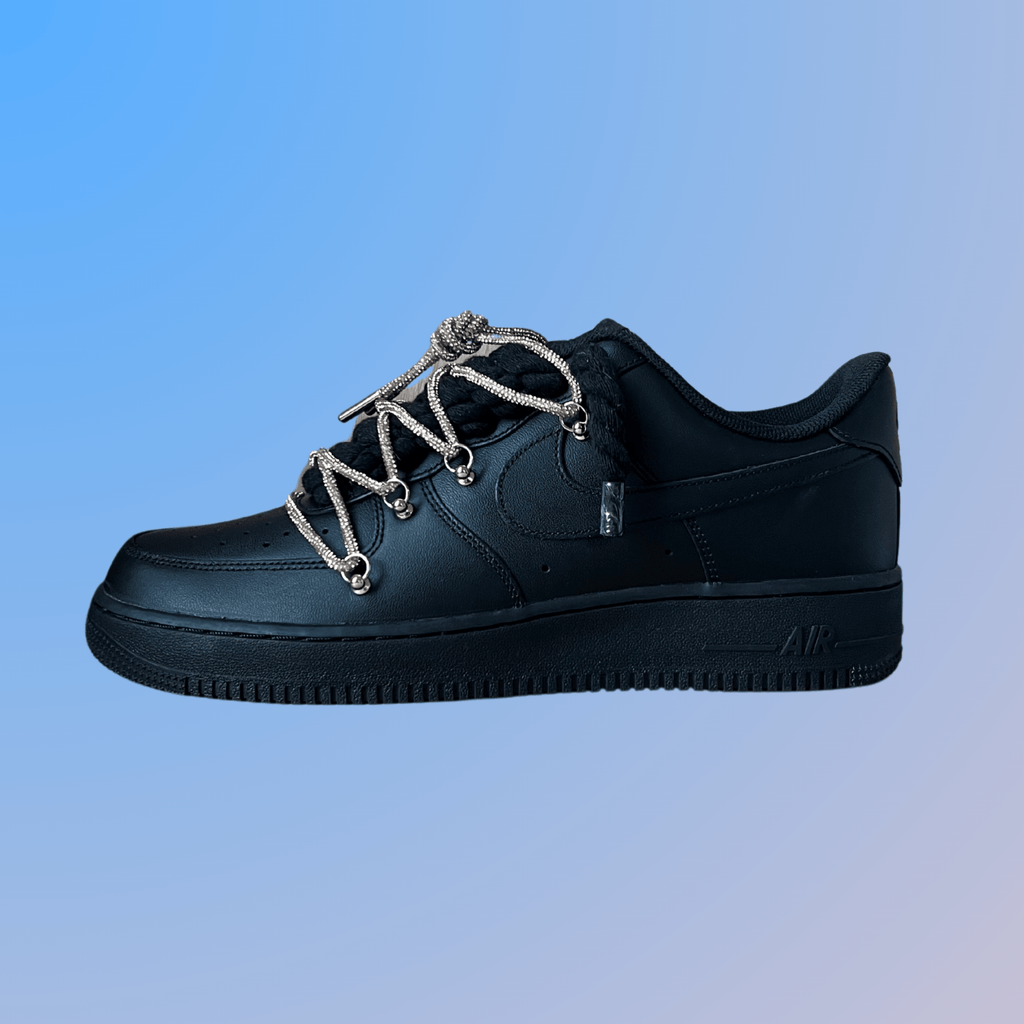 Nike Air Force 1 Black "Diamond" Rope Lace (Champagne)