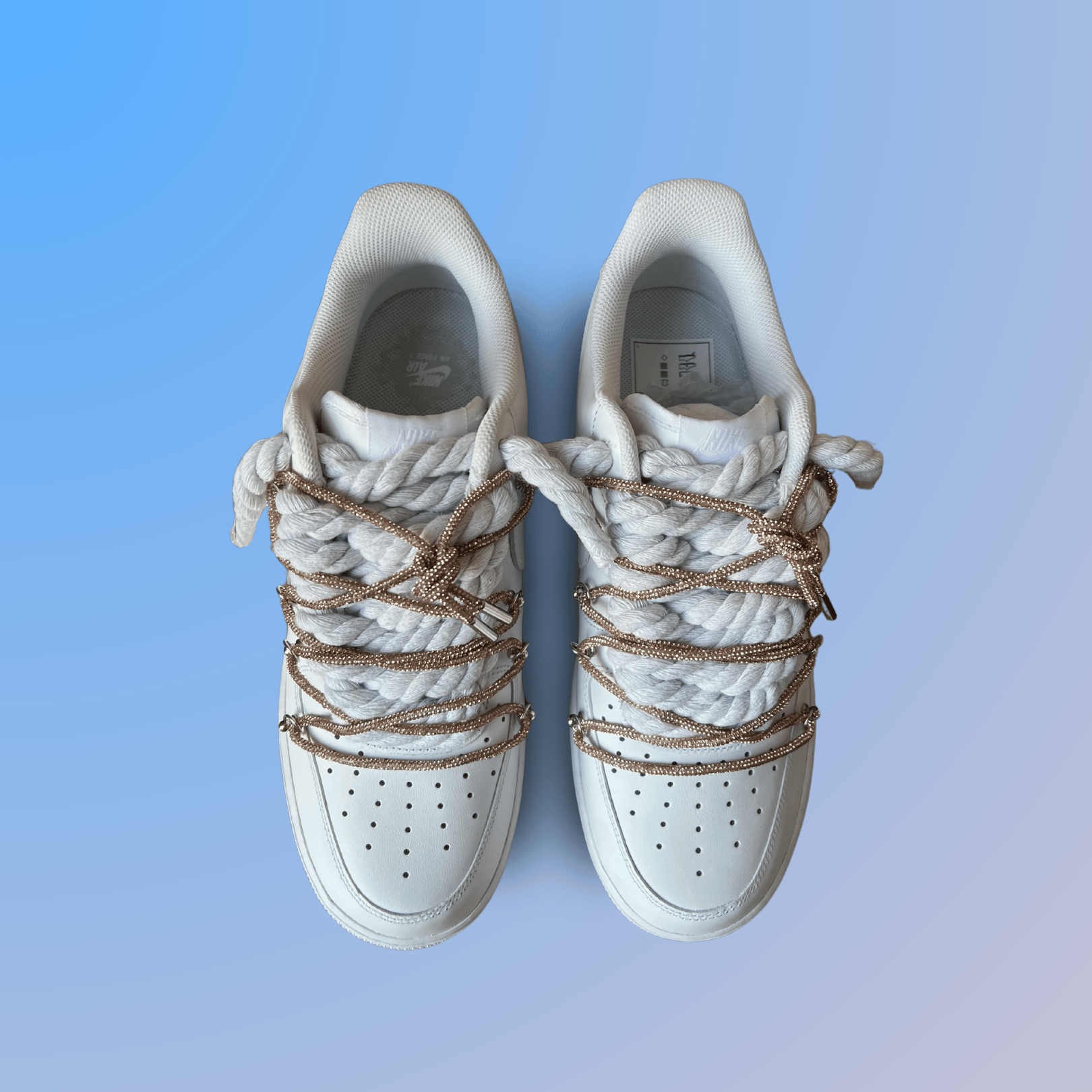 Nike Air Force 1 "Diamond" Rope Lace Champagne