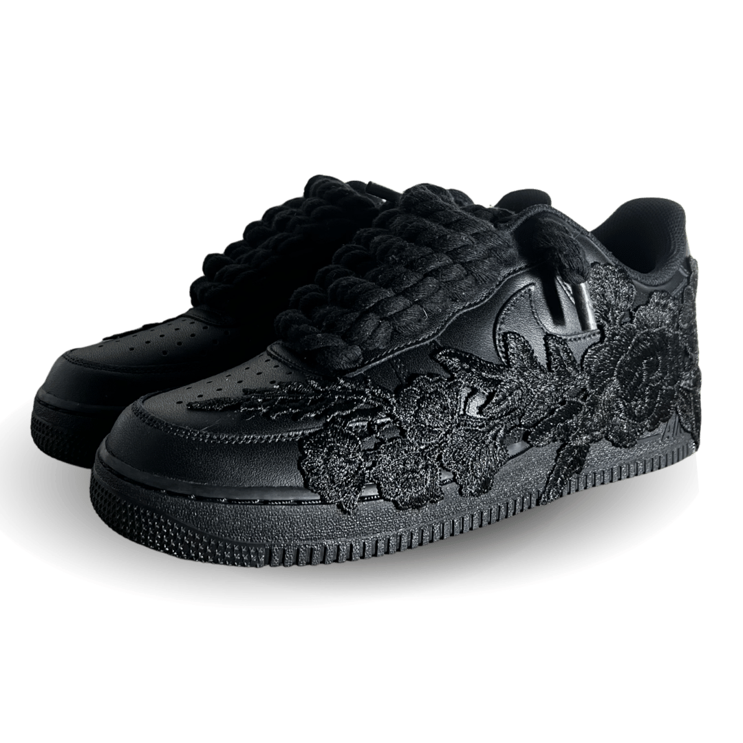 Nike Air Force 1 '07 Black Chunky Rope Lace Pure Black Rose