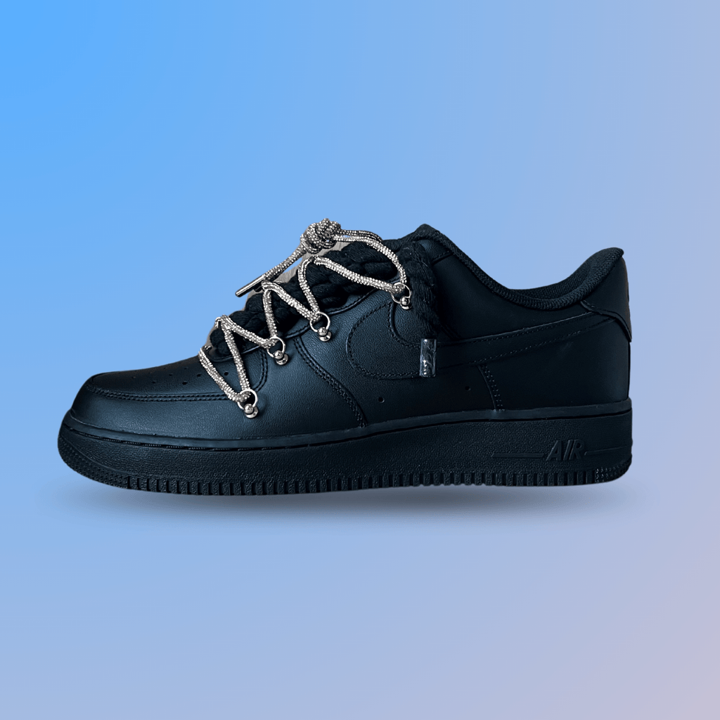 Nike Air Force 1 Black "Diamond" Rope Lace (Champagne) (új)