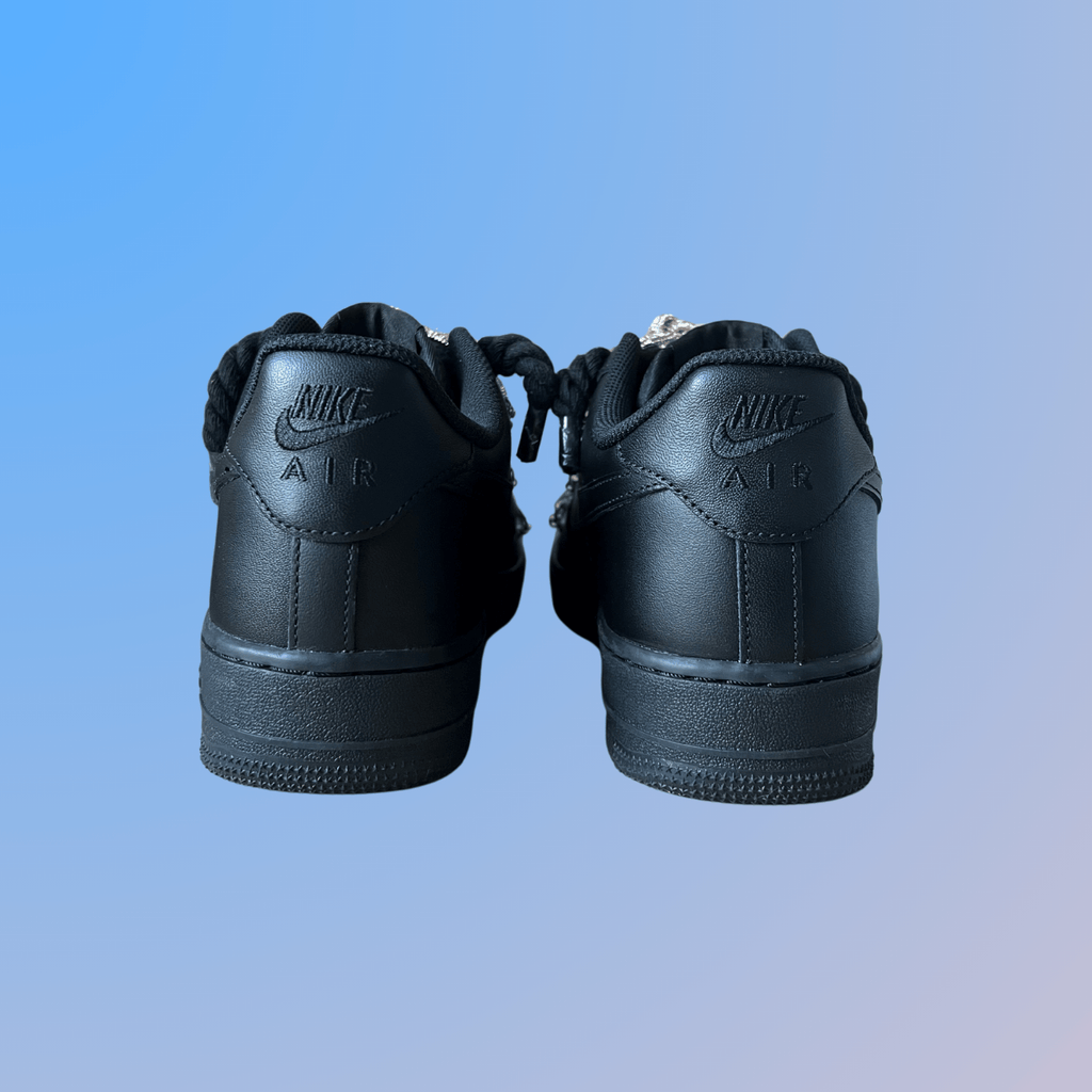 Nike Air Force 1 Black "Diamond" Rope Lace (Champagne)