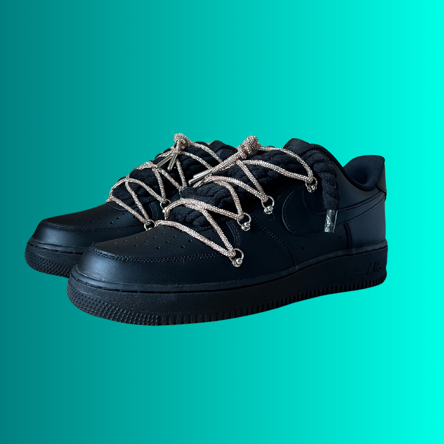 Nike Air Force 1 Black "Diamond" Rope Lace (Champagne) (új)