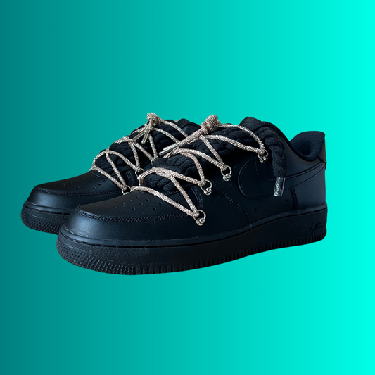 Nike Air Force 1 Black "Diamond" Rope Lace (Champagne) (új)