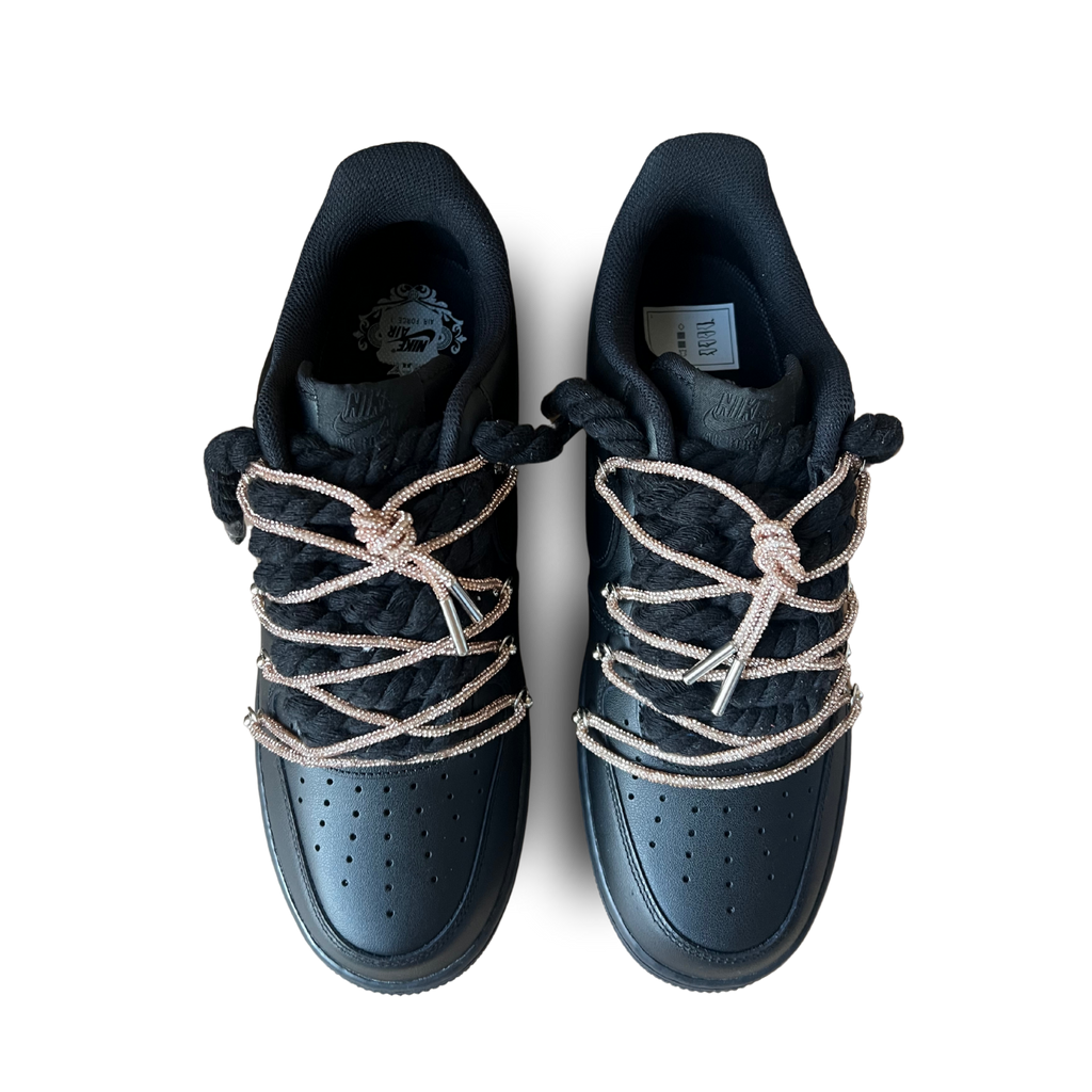 Nike Air Force 1 Black "Diamond" Rope Lace (Champagne) (új)